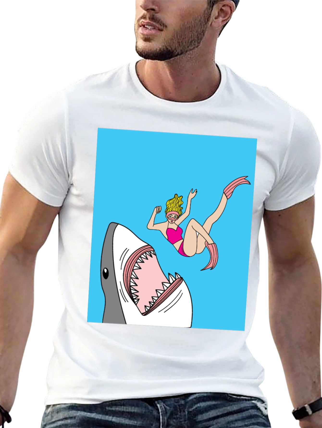 Shark Attack Graphic Tee - Novelty T-Shirt