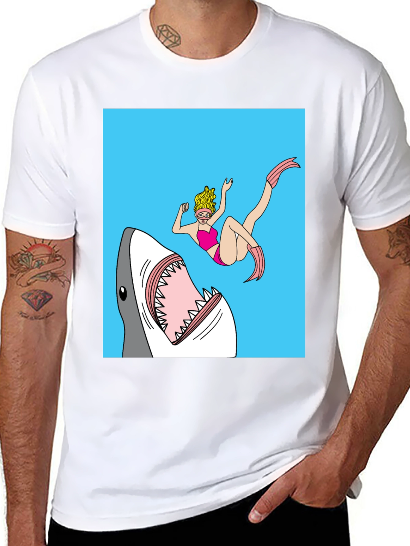 Shark Attack Graphic Tee - Novelty T-Shirt