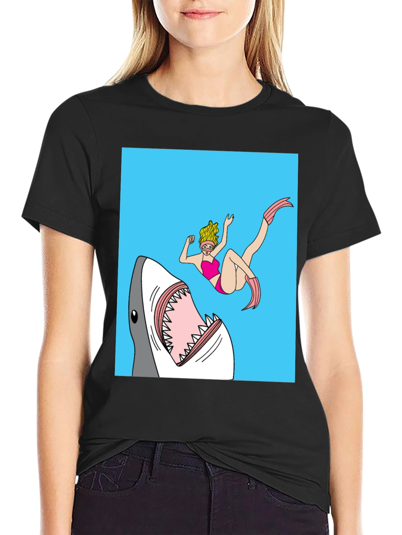Shark Attack Graphic Tee - Novelty T-Shirt