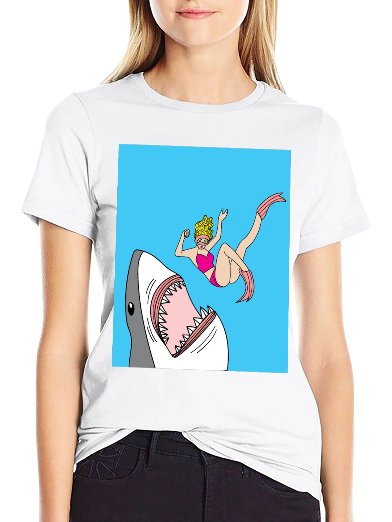 Shark Attack Graphic Tee - Novelty T-Shirt