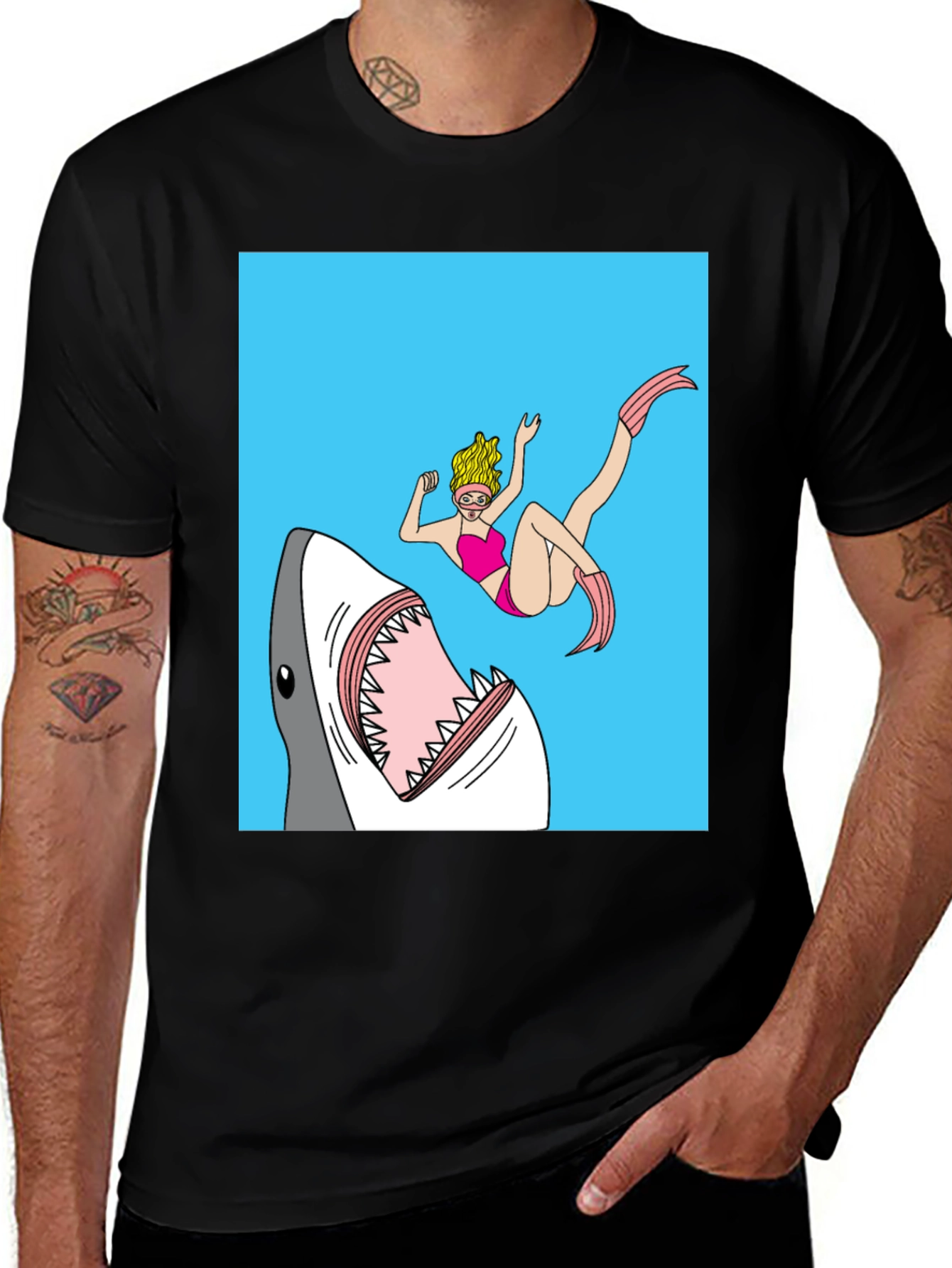 Shark Attack Graphic Tee - Novelty T-Shirt