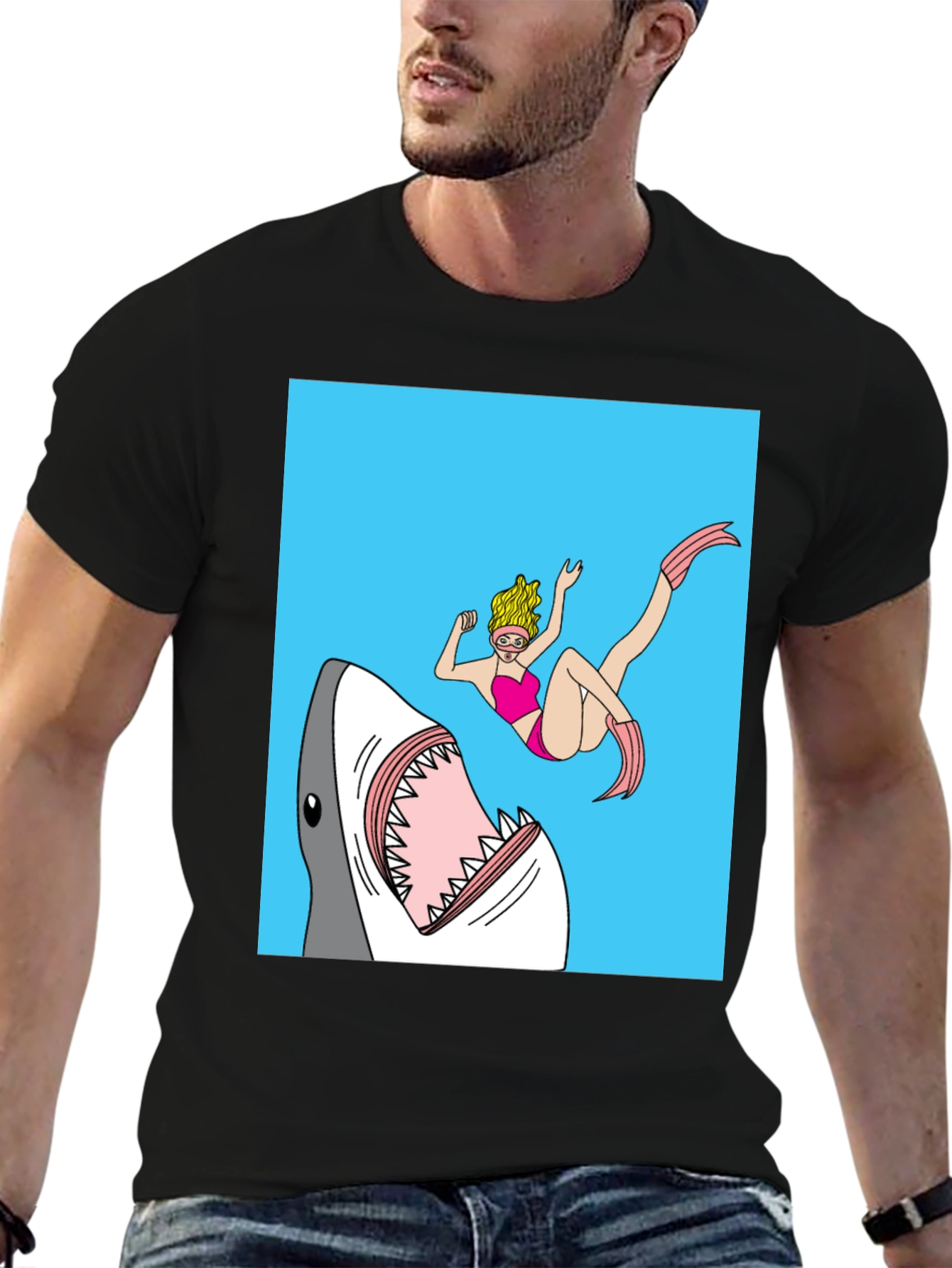 Shark Attack Graphic Tee - Novelty T-Shirt