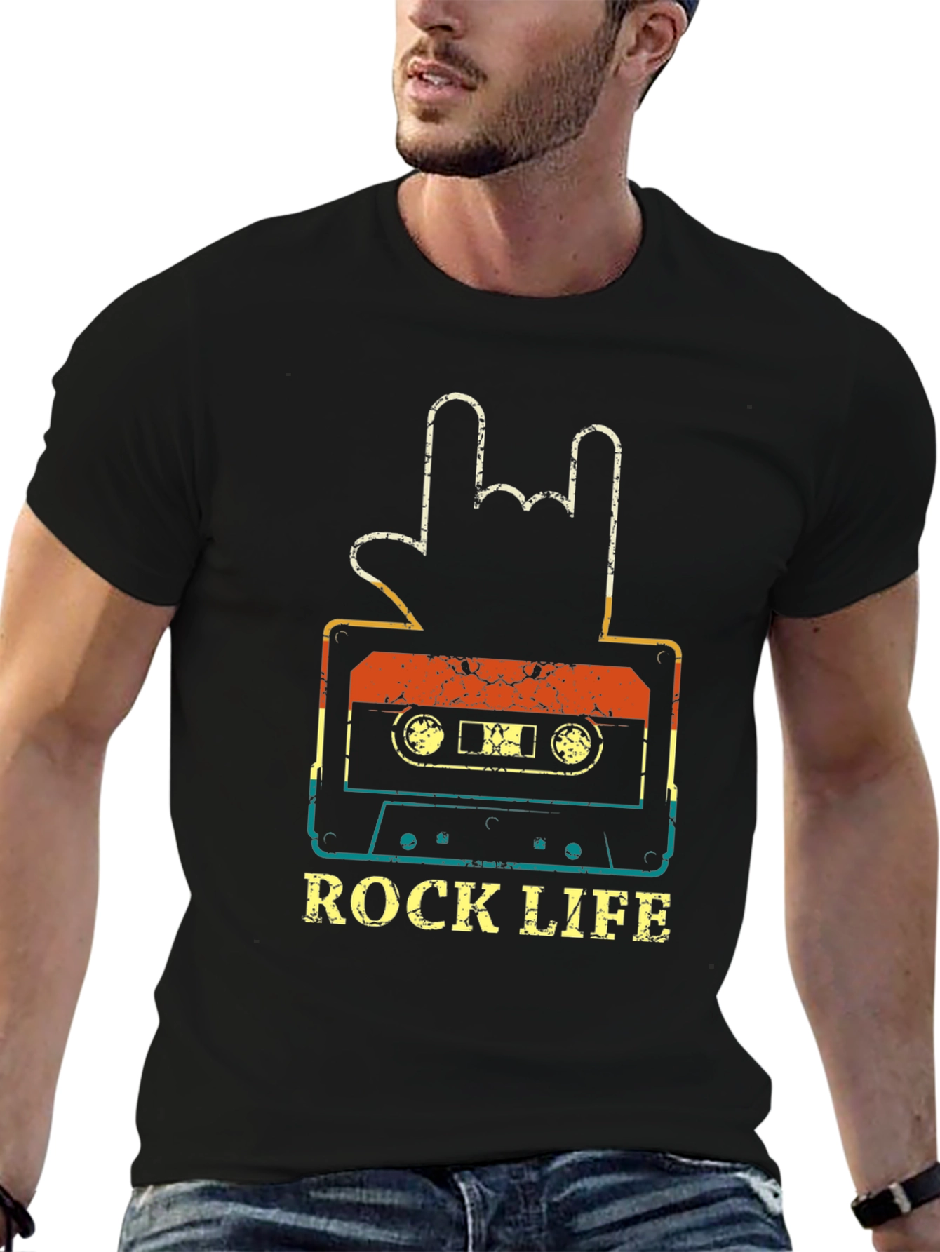 Rock Life Cassette Tape Graphic T-Shirt