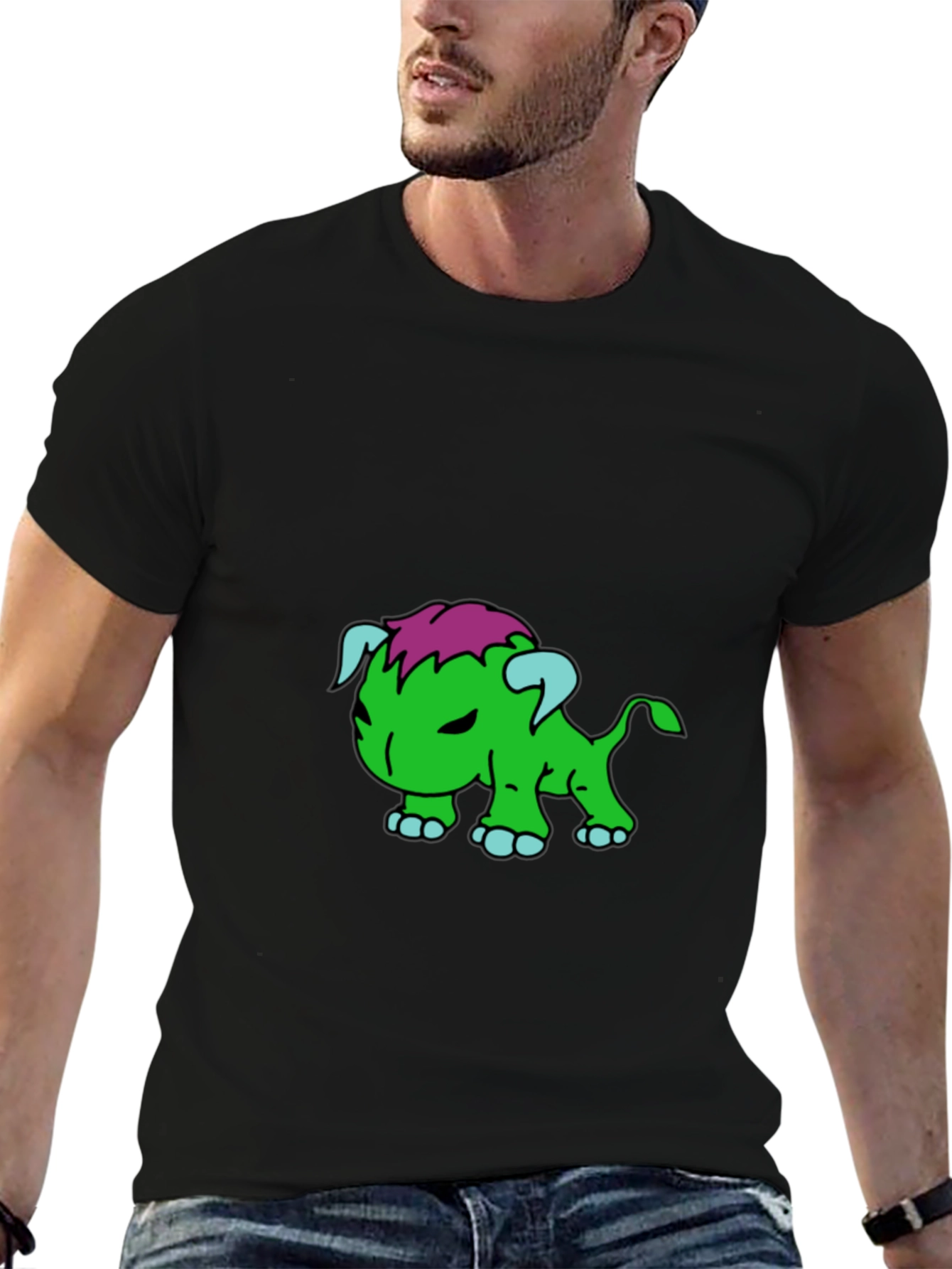 Cartoon Monster Graphic Black T-Shirt