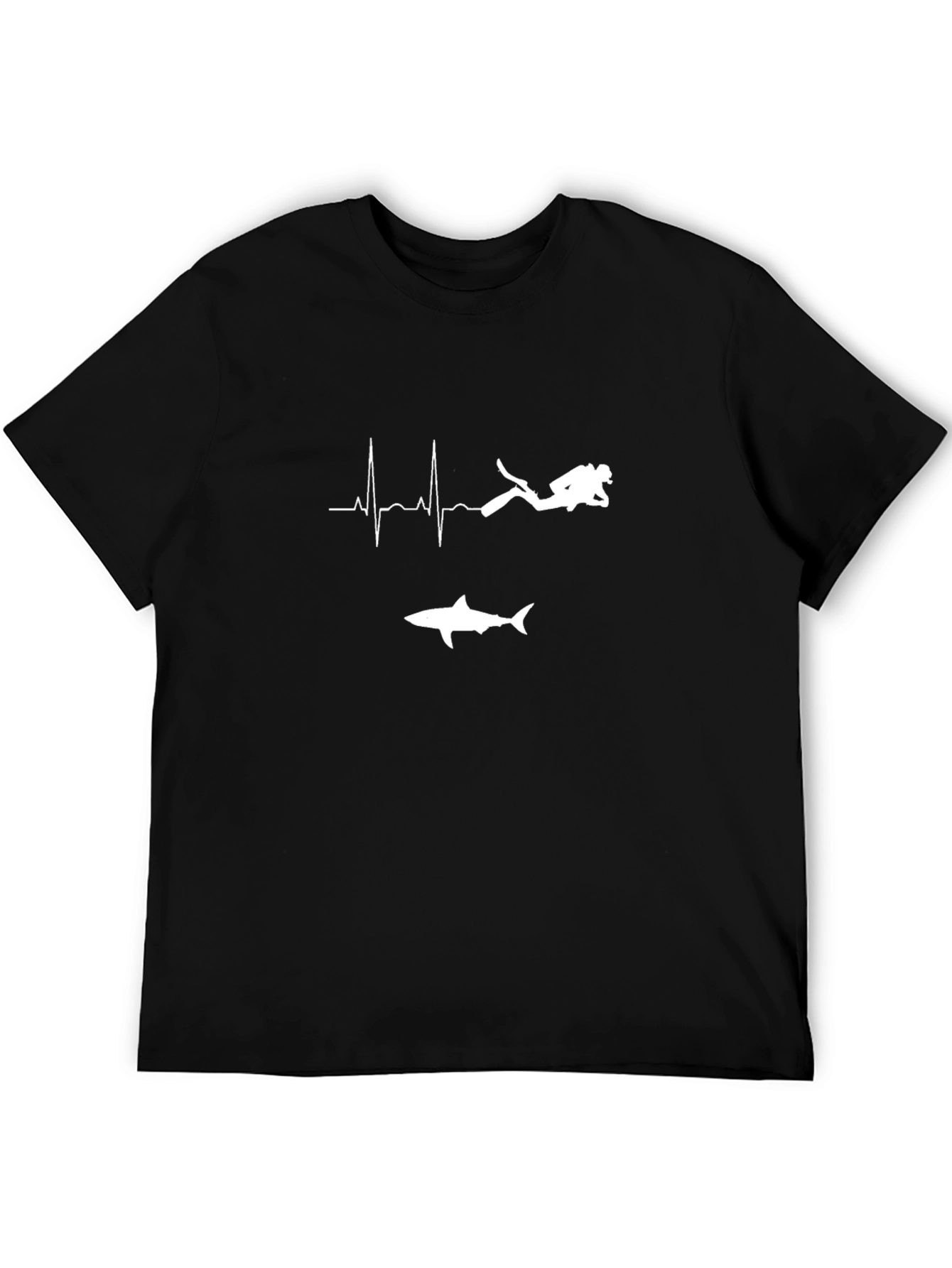 Diver Heartbeat Shark Graphic T-Shirt