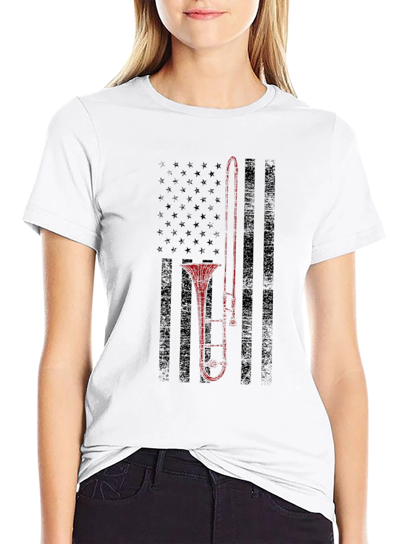 Trombone American Flag Graphic Tee