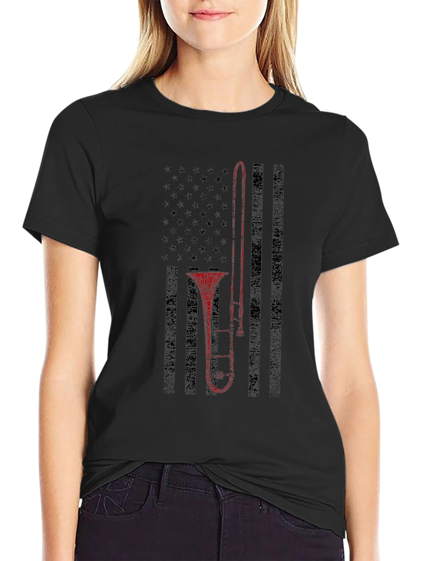 Trombone American Flag Graphic Tee