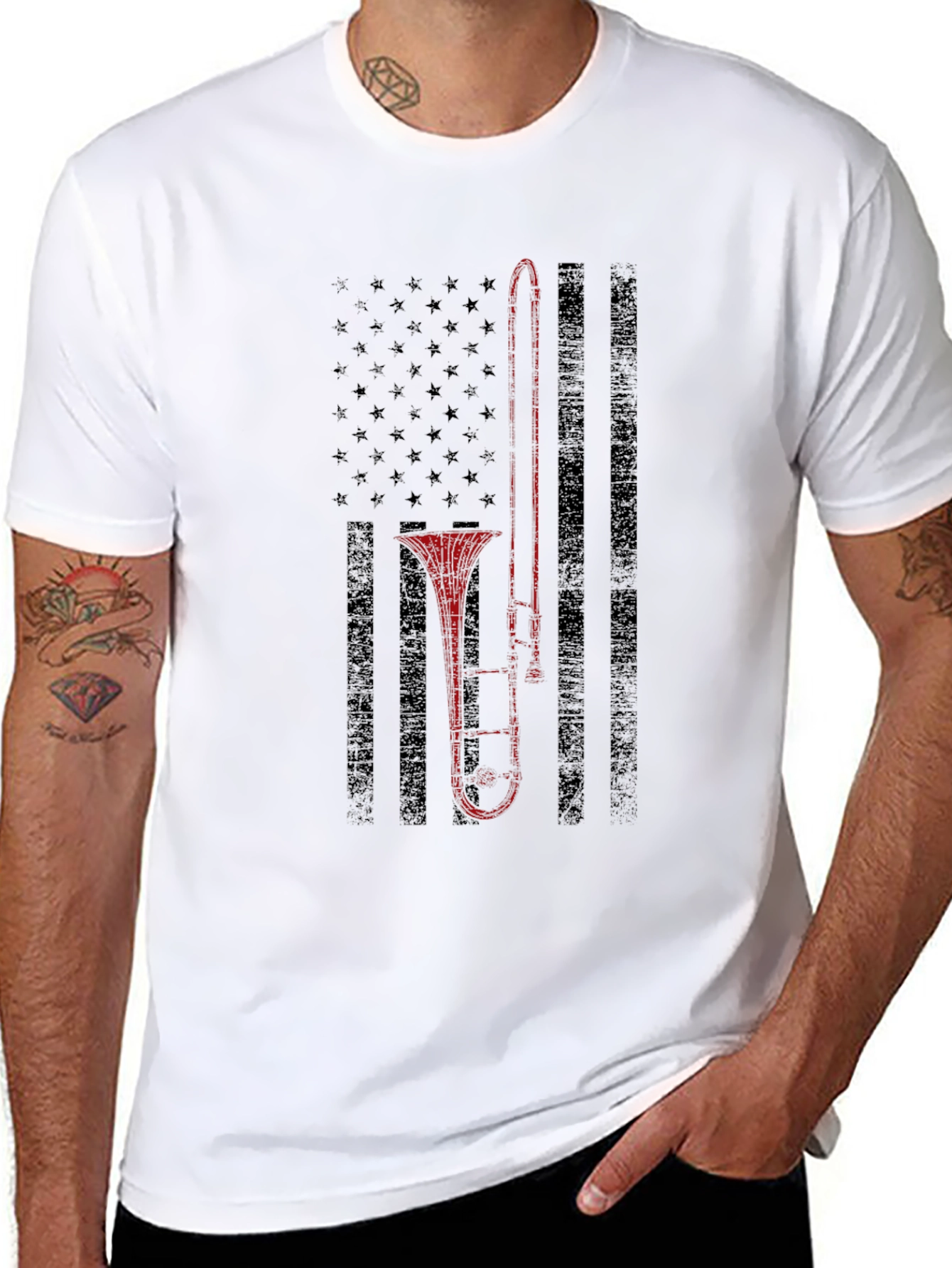 Trombone American Flag Graphic Tee