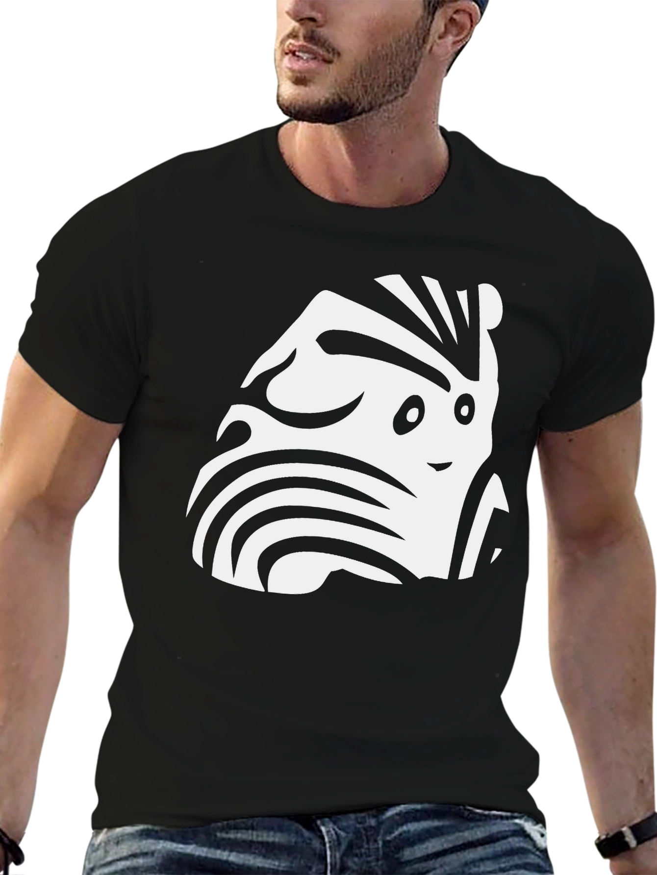 Funky Zebra-Inspired Graphic Black T-Shirt