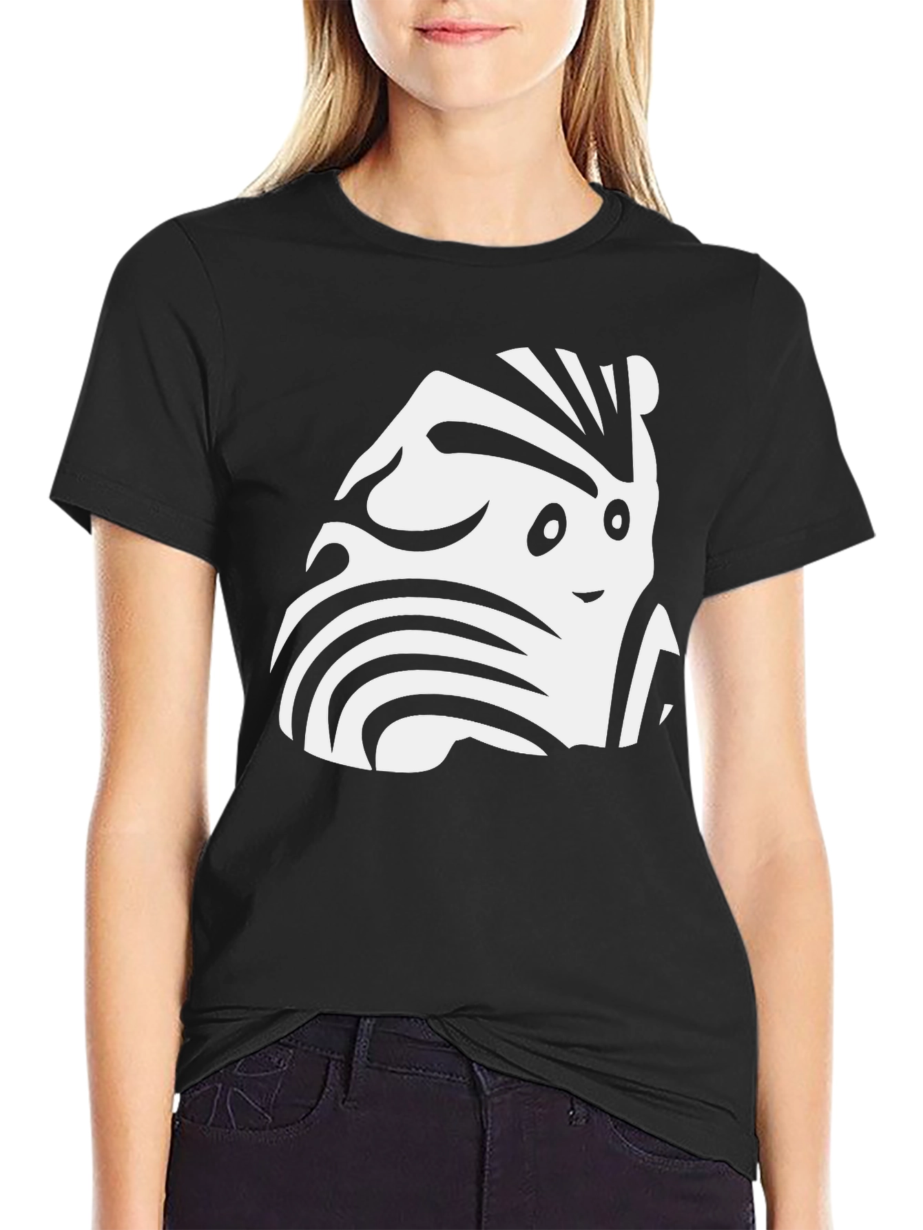 Funky Zebra-Inspired Graphic Black T-Shirt