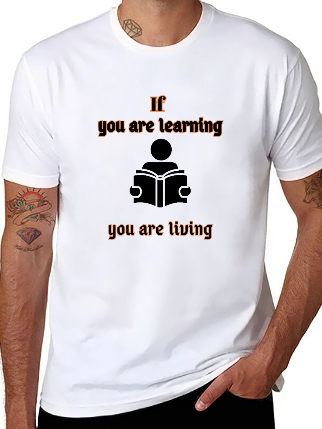 Learning is Living Black Graphic T-Shirt