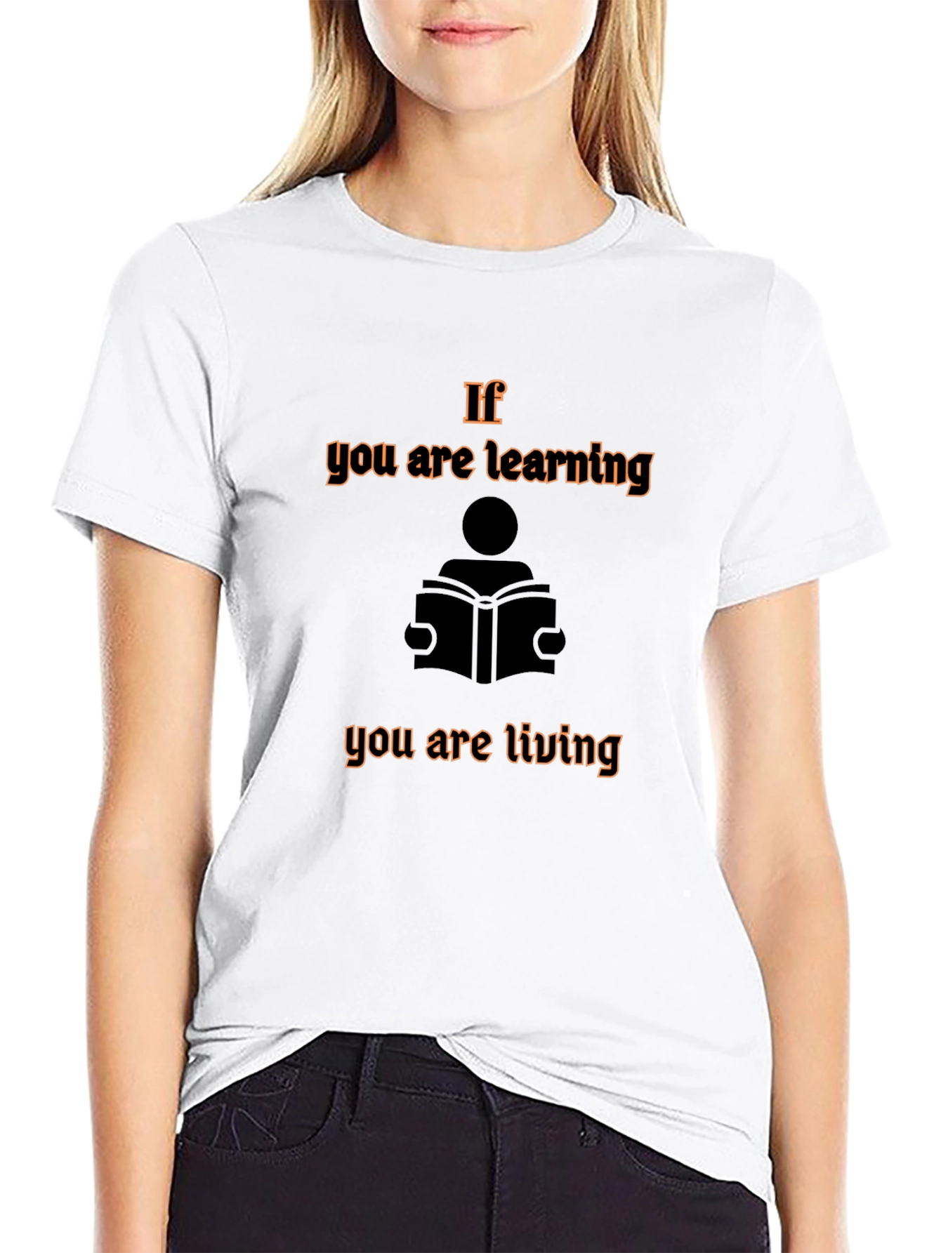 Learning is Living Black Graphic T-Shirt
