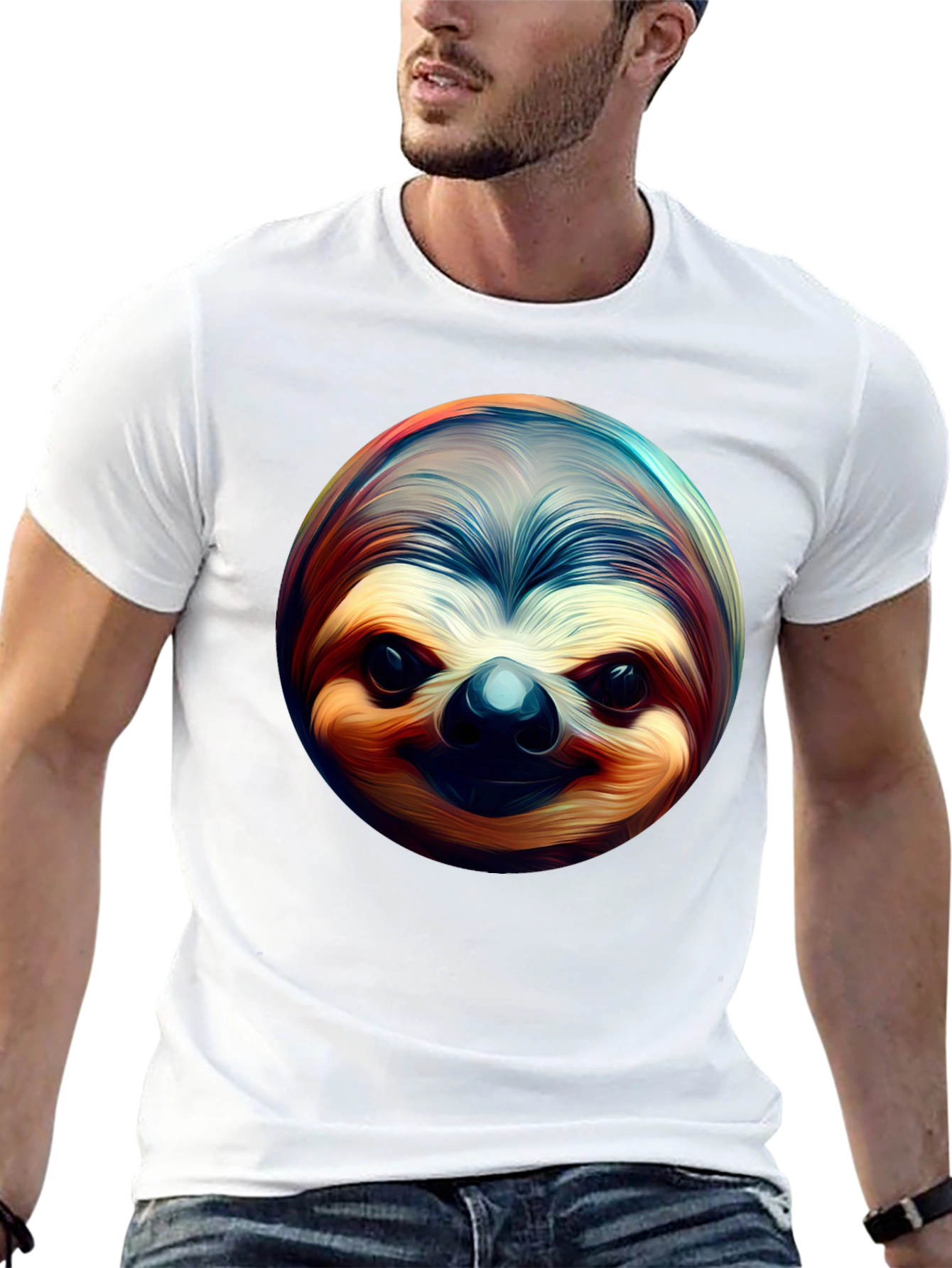 Sloth Face Graphic Tee - Black Casual Shirt