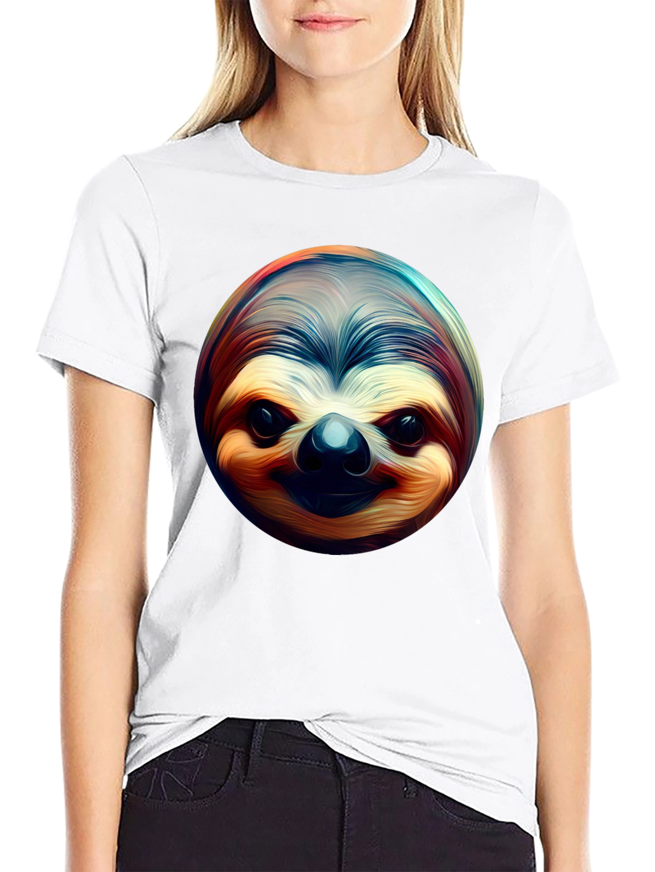 Sloth Face Graphic Tee - Black Casual Shirt