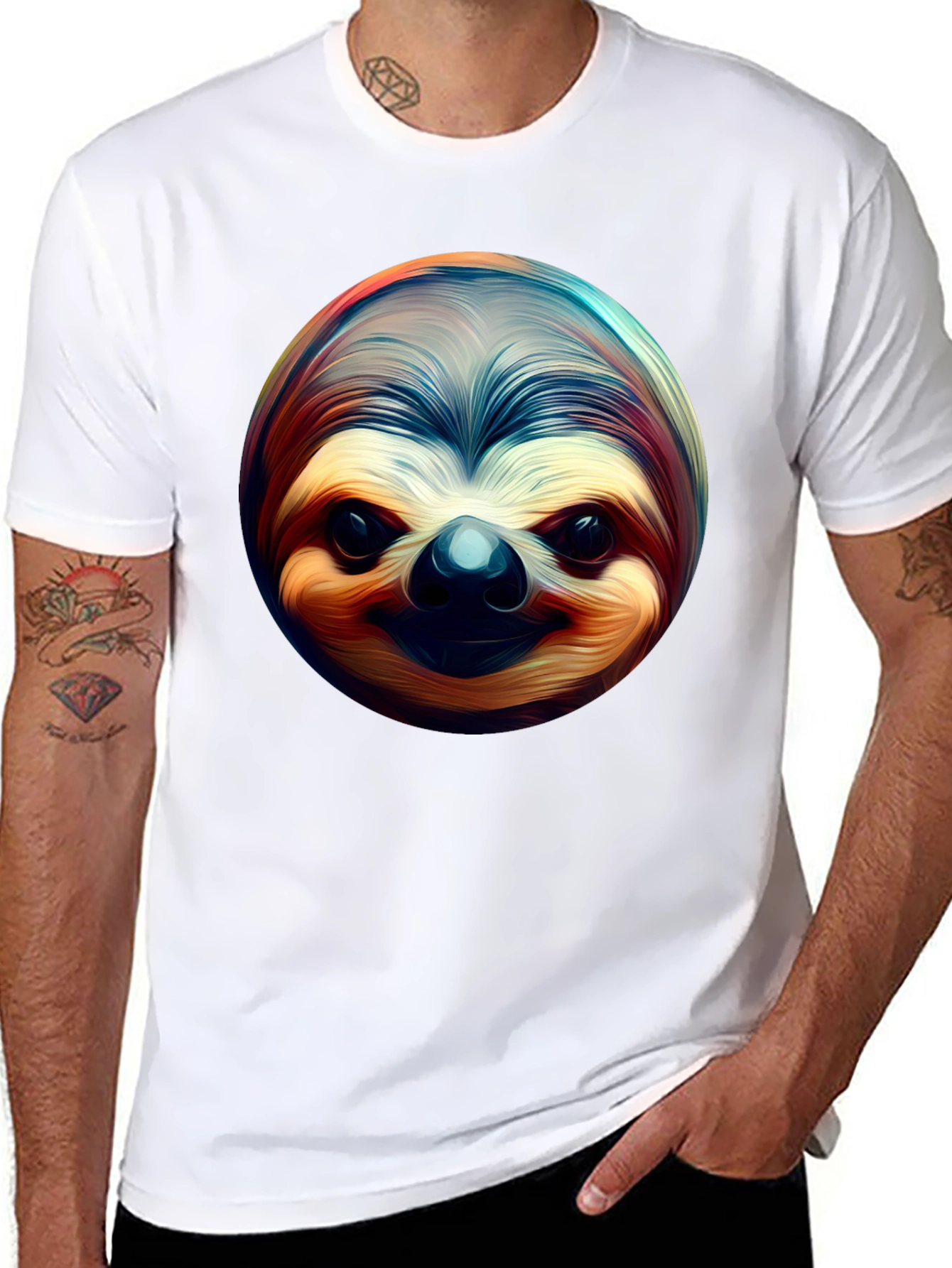 Sloth Face Graphic Tee - Black Casual Shirt