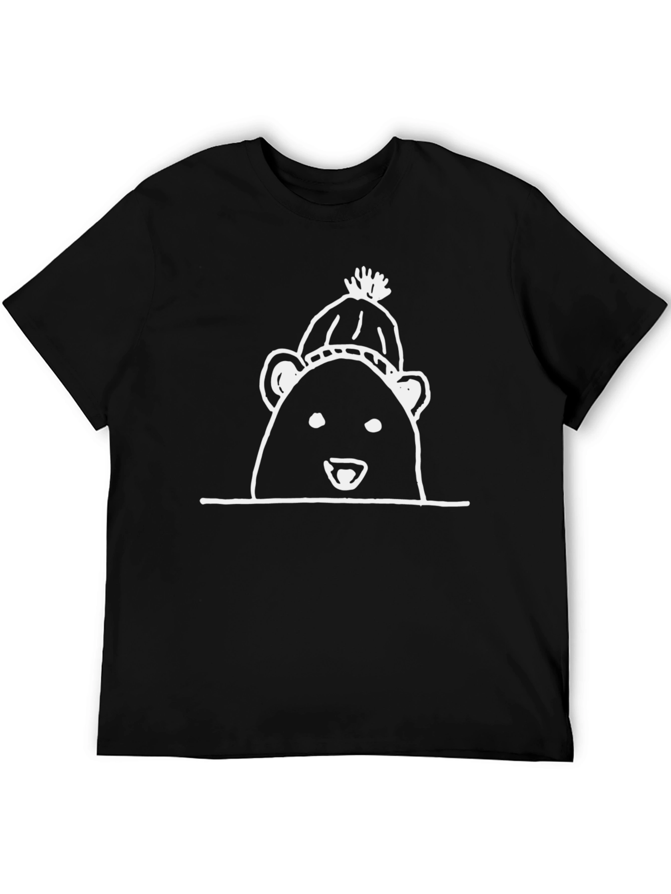 Bear in Hat Graphic Tee - Casual Cotton Shirt