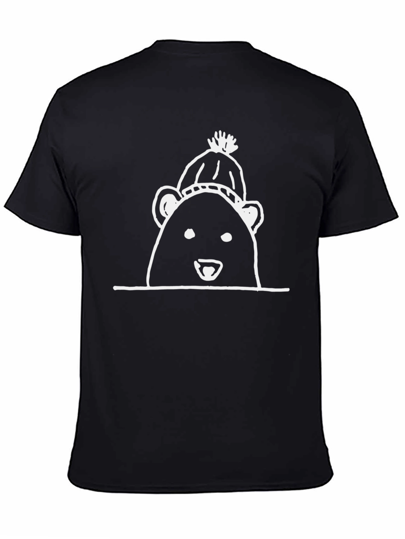 Bear in Hat Graphic Tee - Casual Cotton Shirt