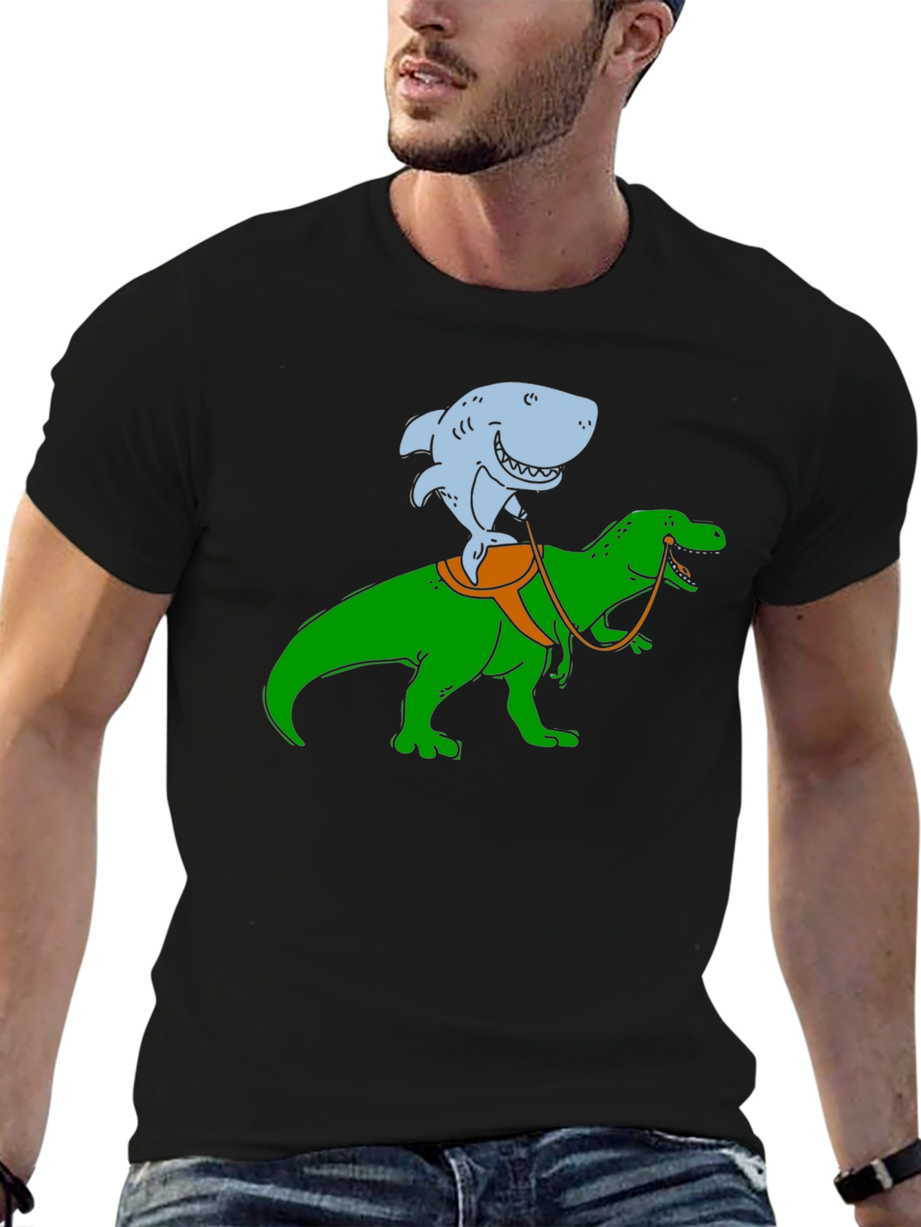 Shark Riding a Dinosaur T-Shirt