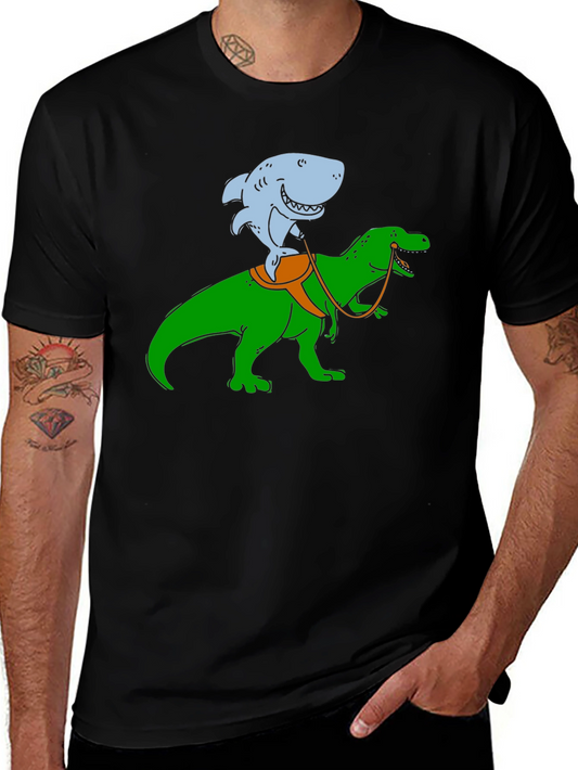 Shark Riding a Dinosaur T-Shirt