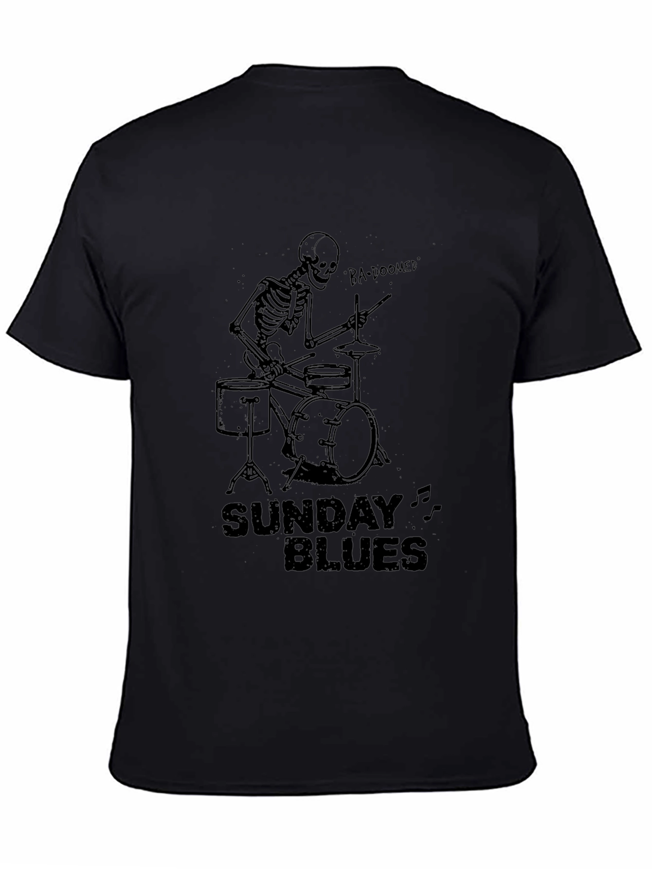 Sunday Blues Skeleton Drummer Black T-Shirt