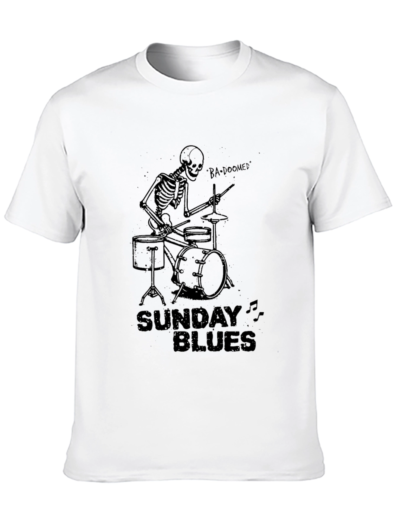 Sunday Blues Skeleton Drummer Black T-Shirt
