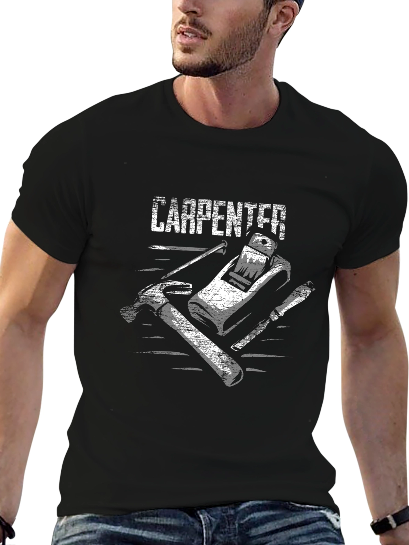 Carpenter Tools Graphic Tee - Black Cotton T-Shirt