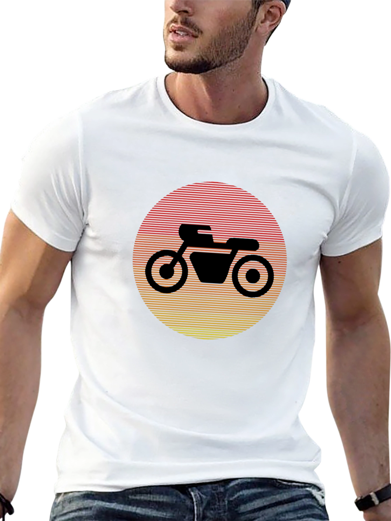 Retro Motorcycle Sunset Graphic Tee