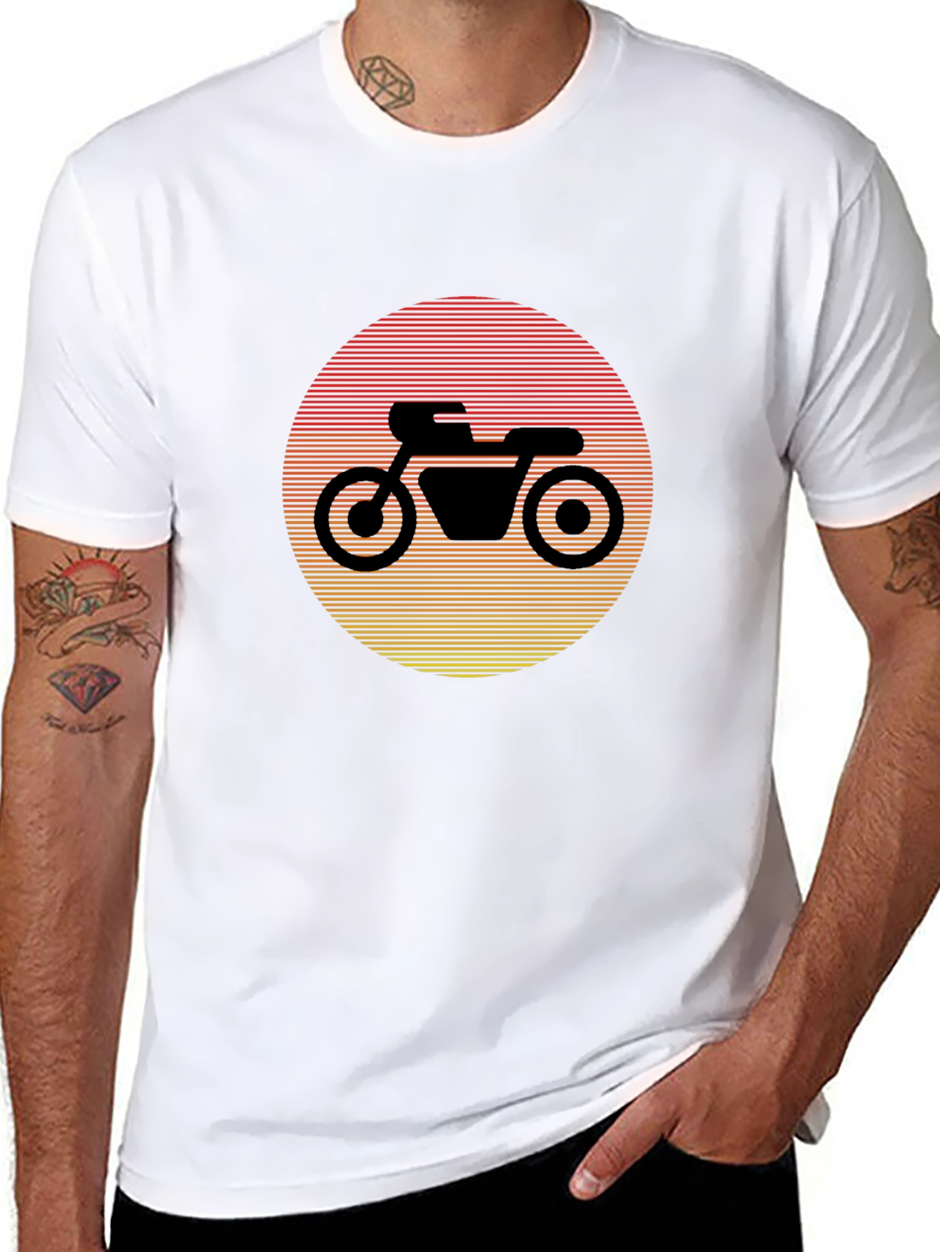 Retro Motorcycle Sunset Graphic Tee