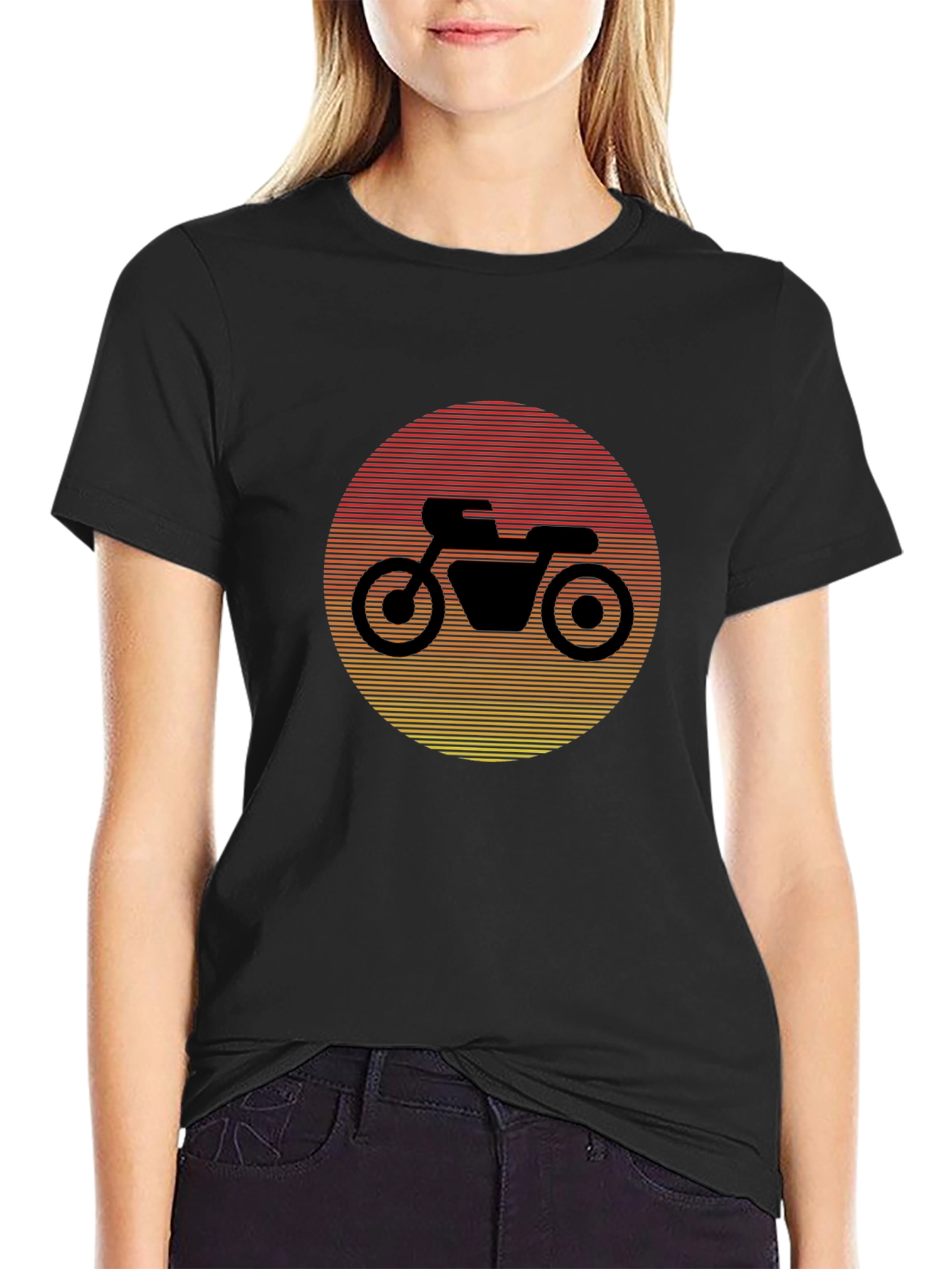 Retro Motorcycle Sunset Graphic Tee