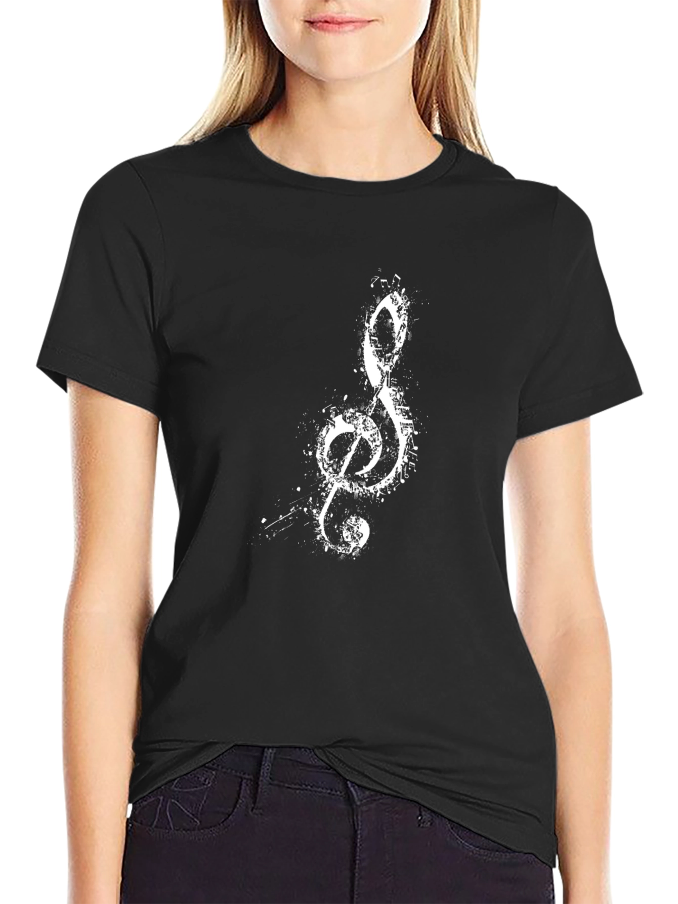 Musical Treble Clef Graphic Tee - Black