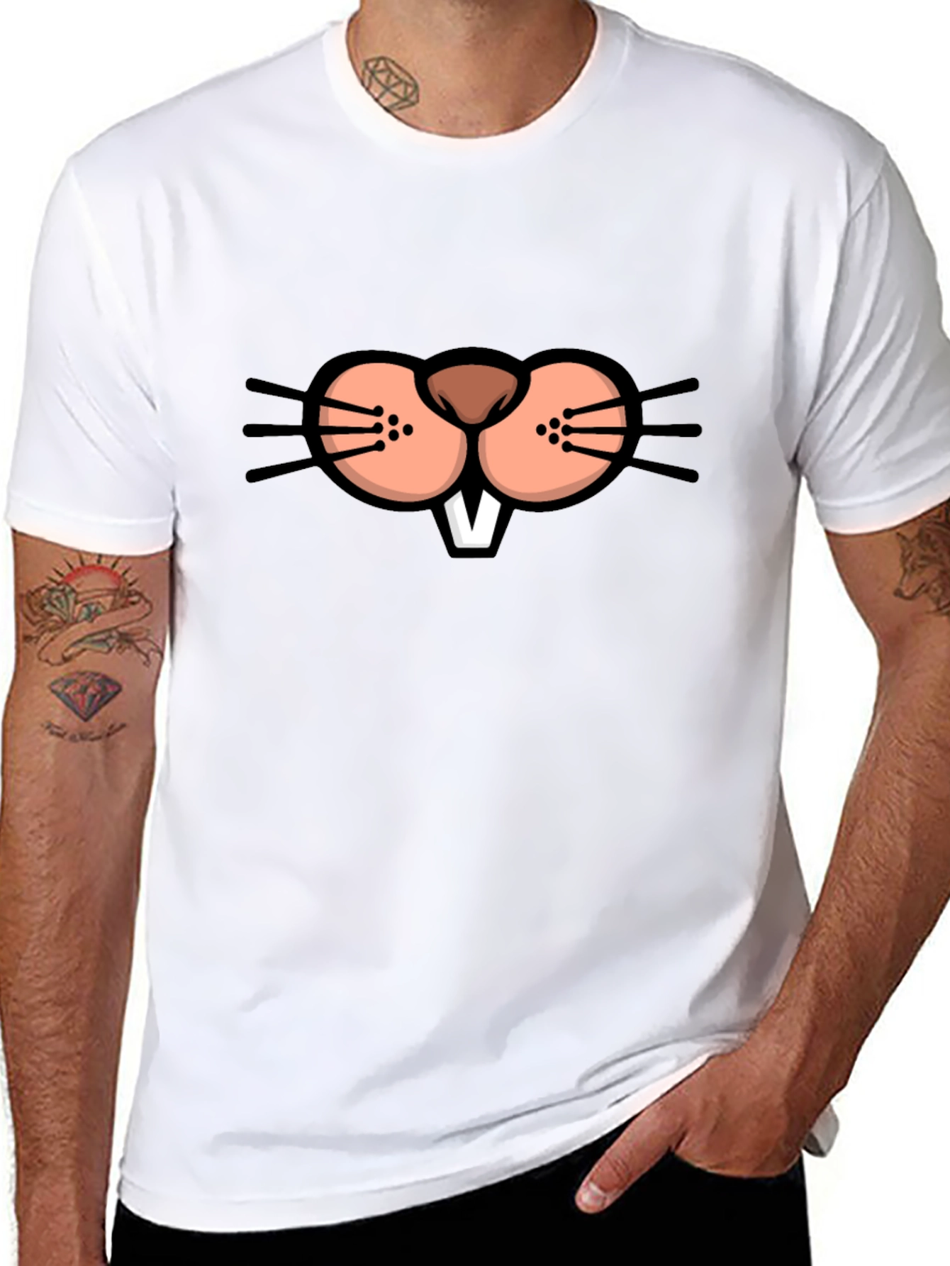 Funny Beaver Face Graphic T-Shirt