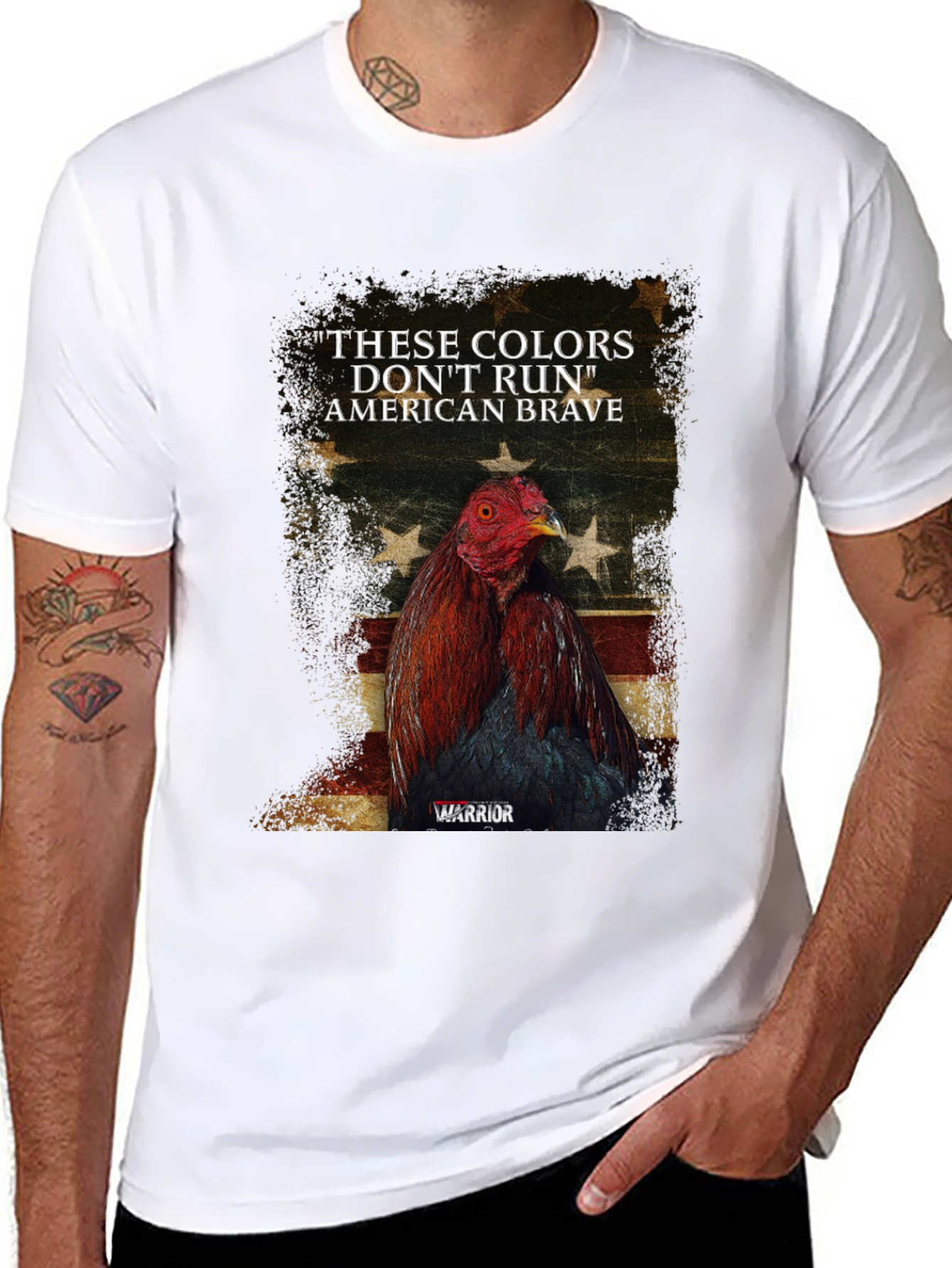 American Brave Warrior Rooster Graphic Tee