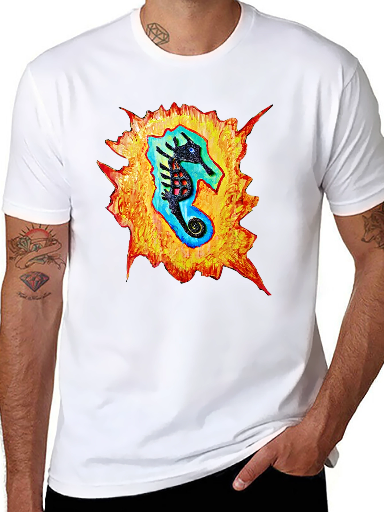Sea Horse Graphic Black T-Shirt