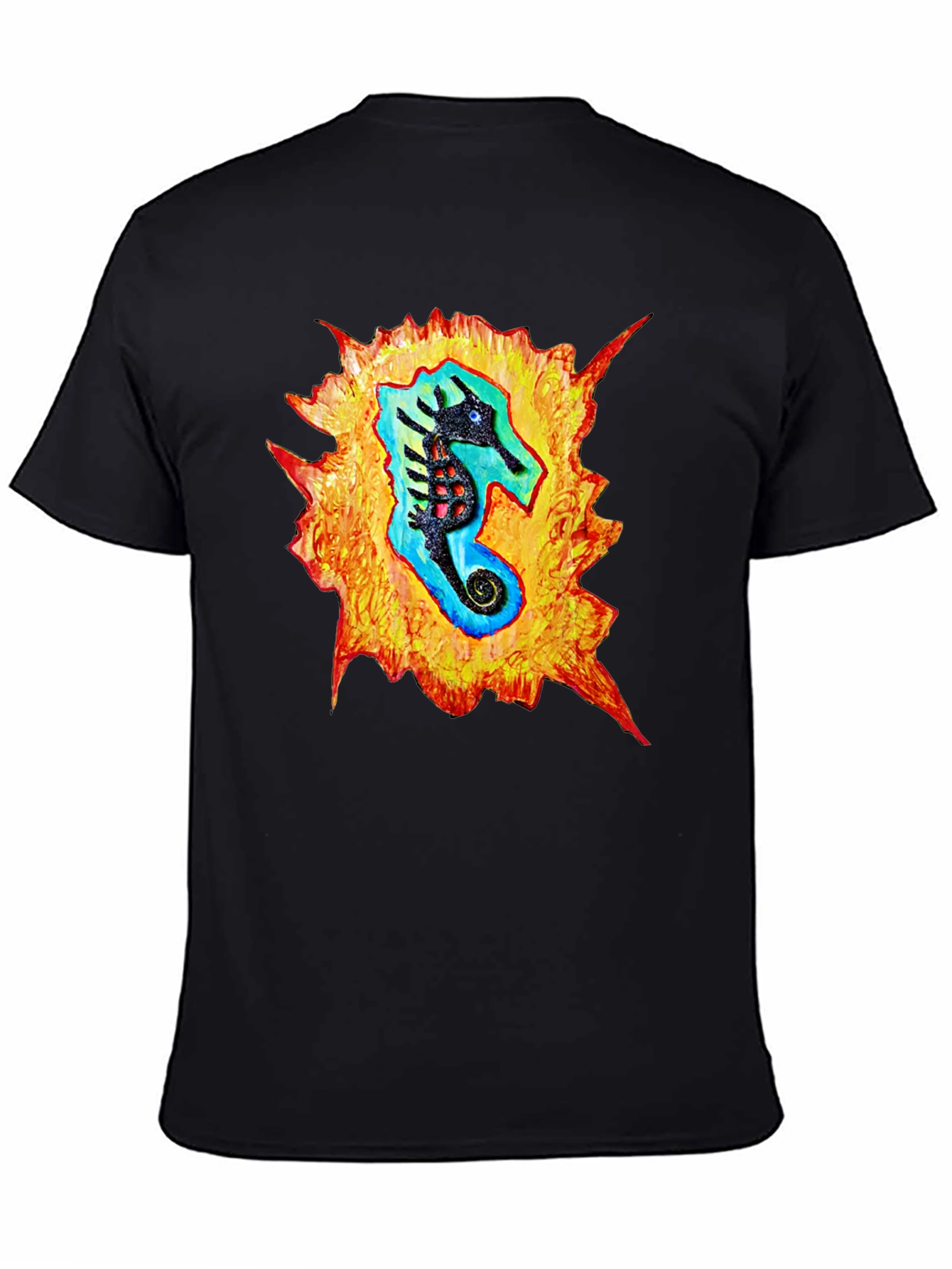 Sea Horse Graphic Black T-Shirt