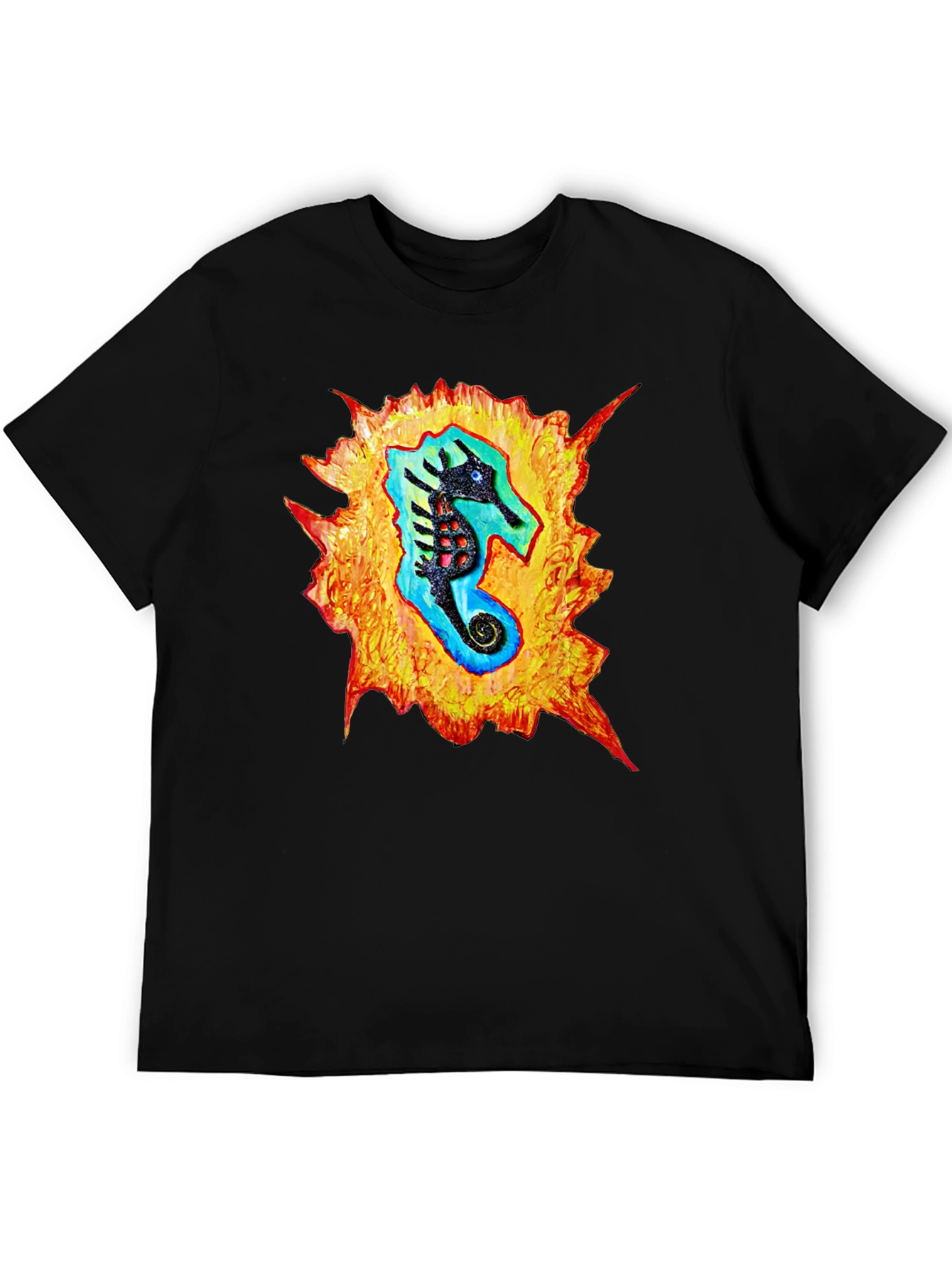 Sea Horse Graphic Black T-Shirt