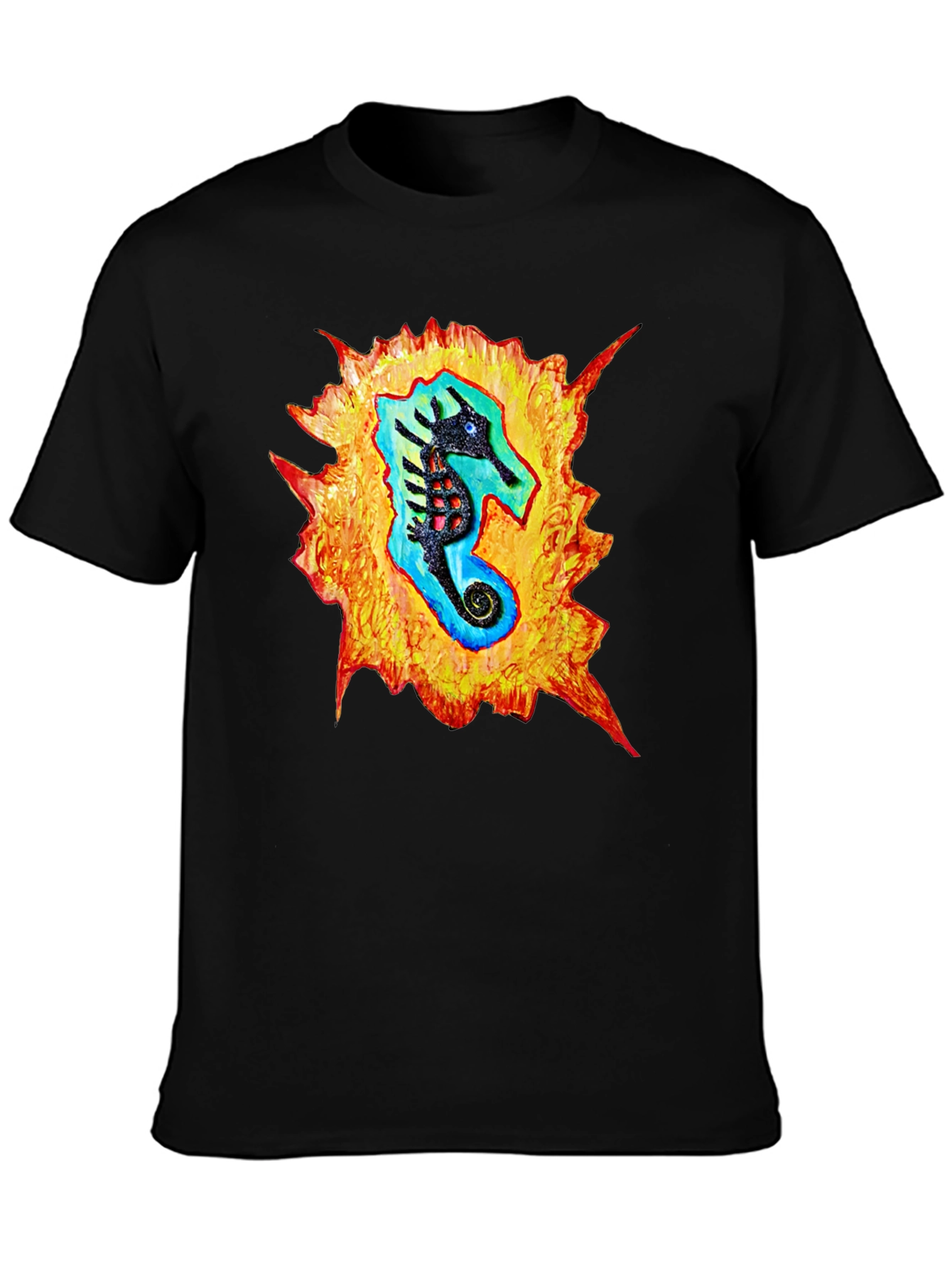 Sea Horse Graphic Black T-Shirt