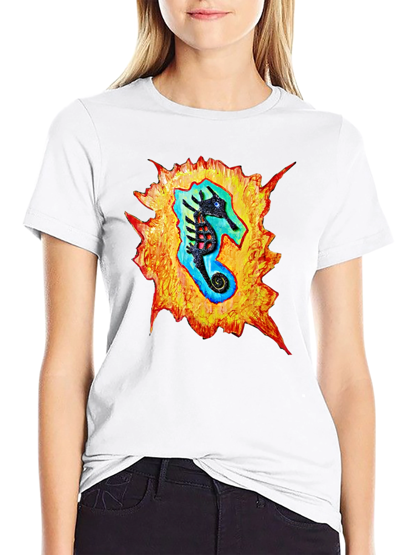 Sea Horse Graphic Black T-Shirt