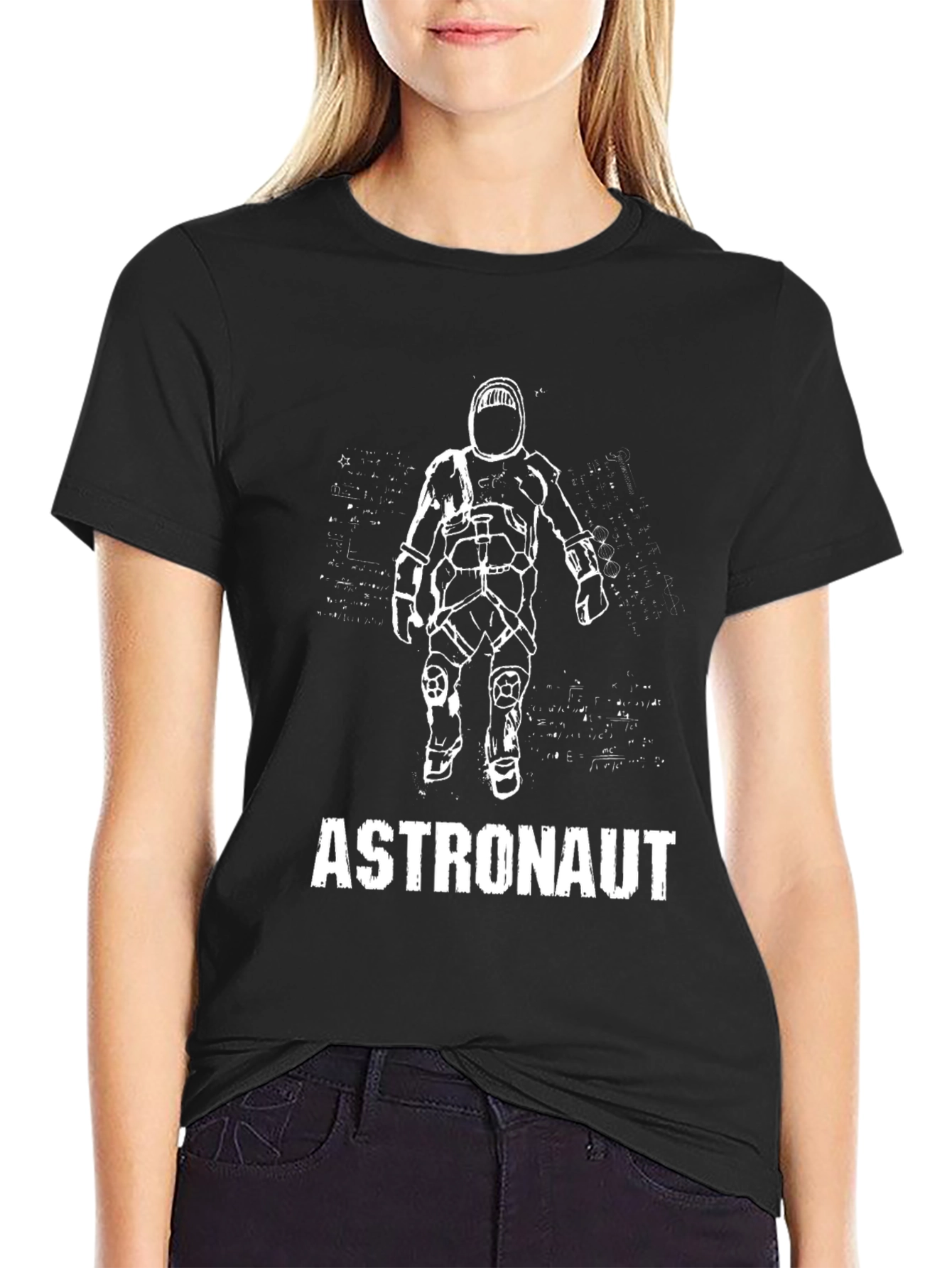 Astronaut Graphic Print Black T-Shirt