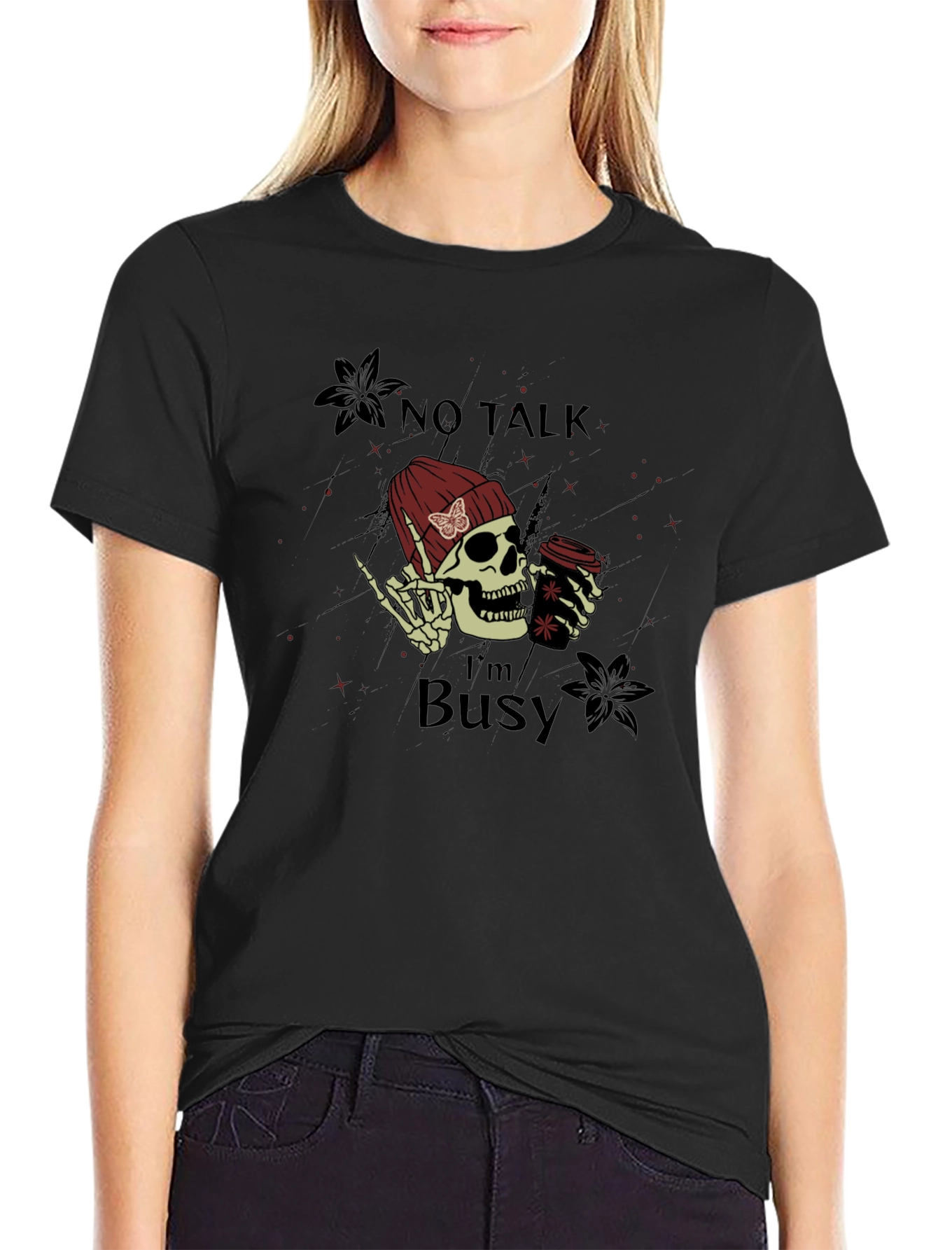No Talk Im Busy Skull Graphic Tee