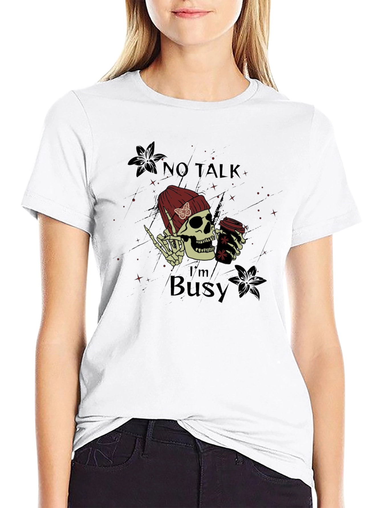 No Talk Im Busy Skull Graphic Tee