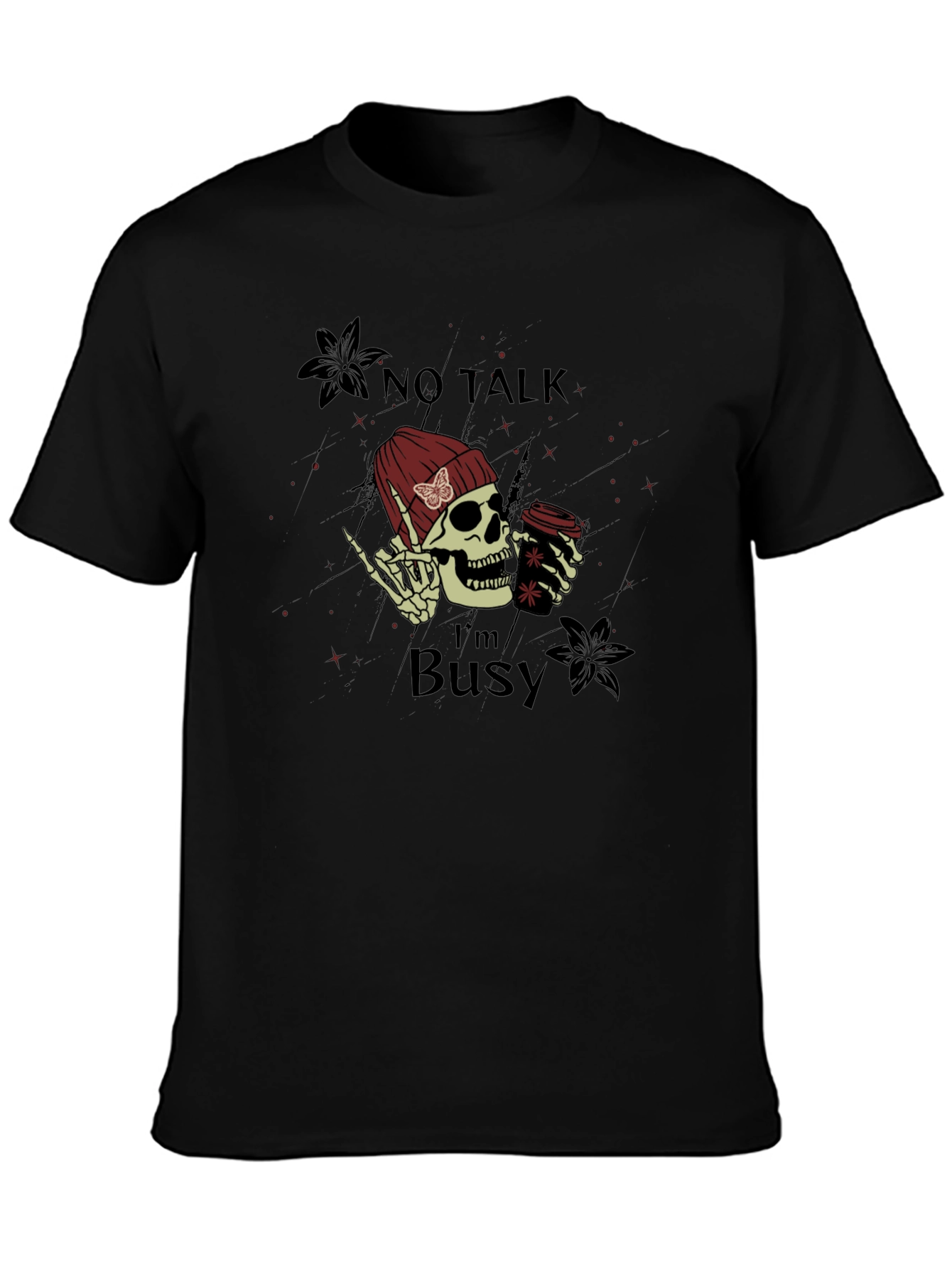 No Talk Im Busy Skull Graphic Tee