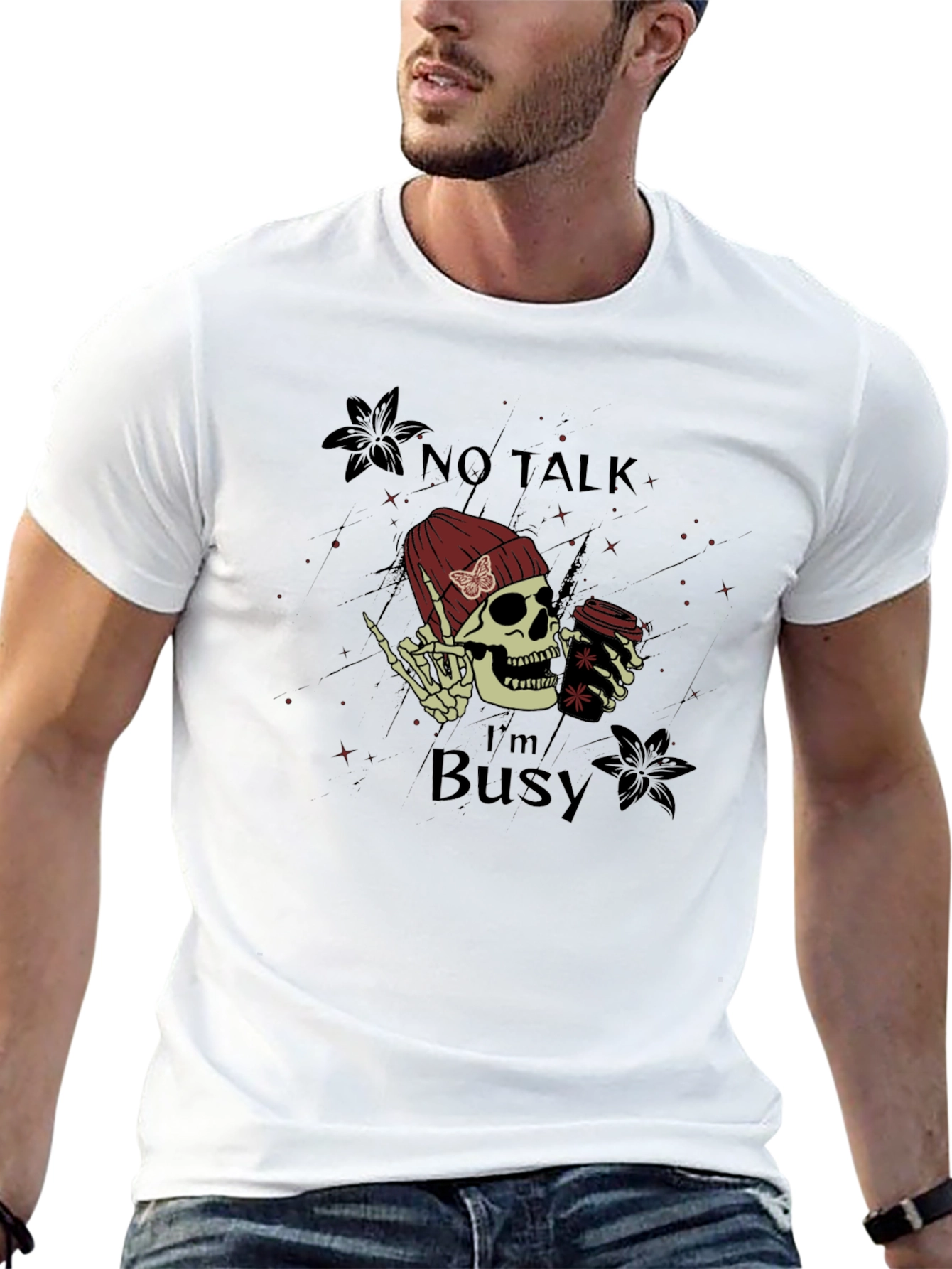 No Talk Im Busy Skull Graphic Tee
