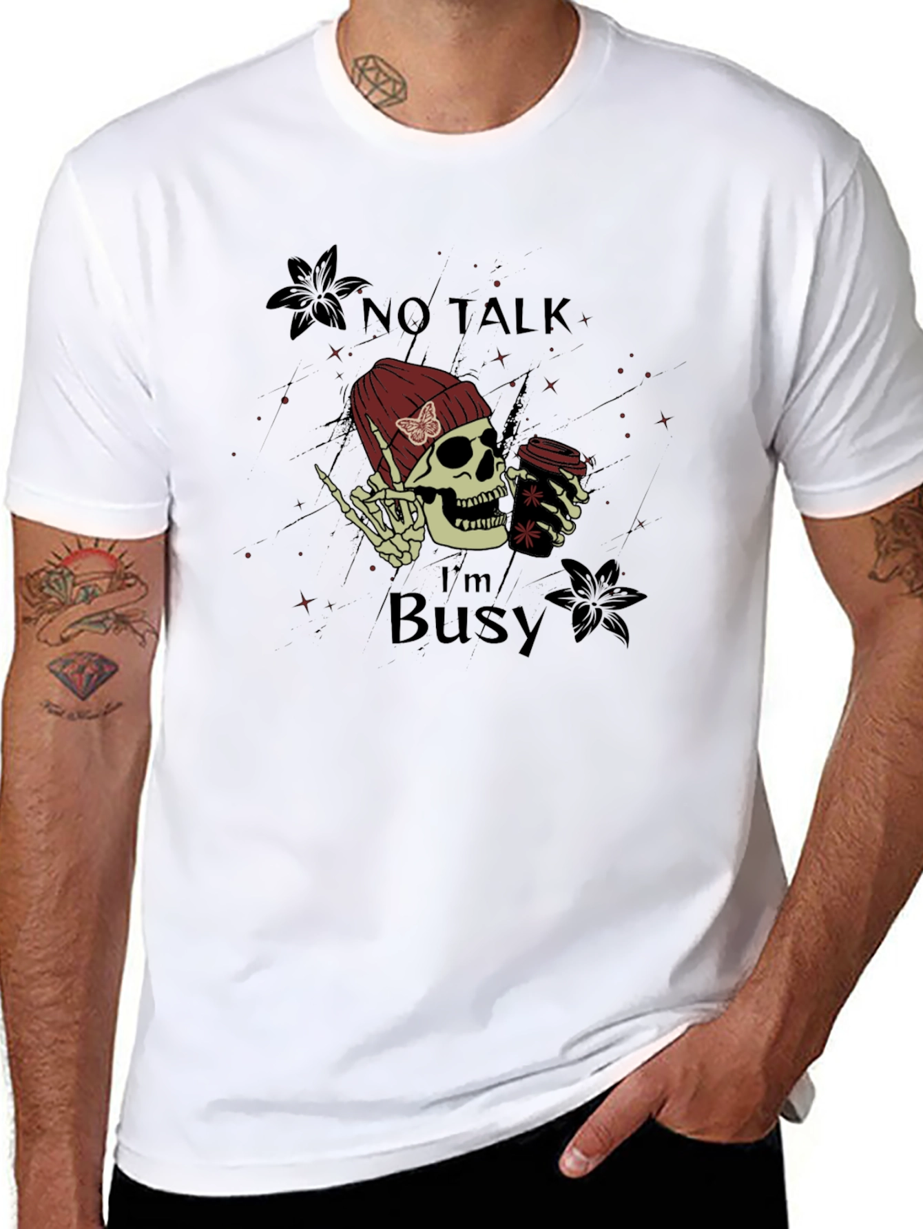 No Talk Im Busy Skull Graphic Tee