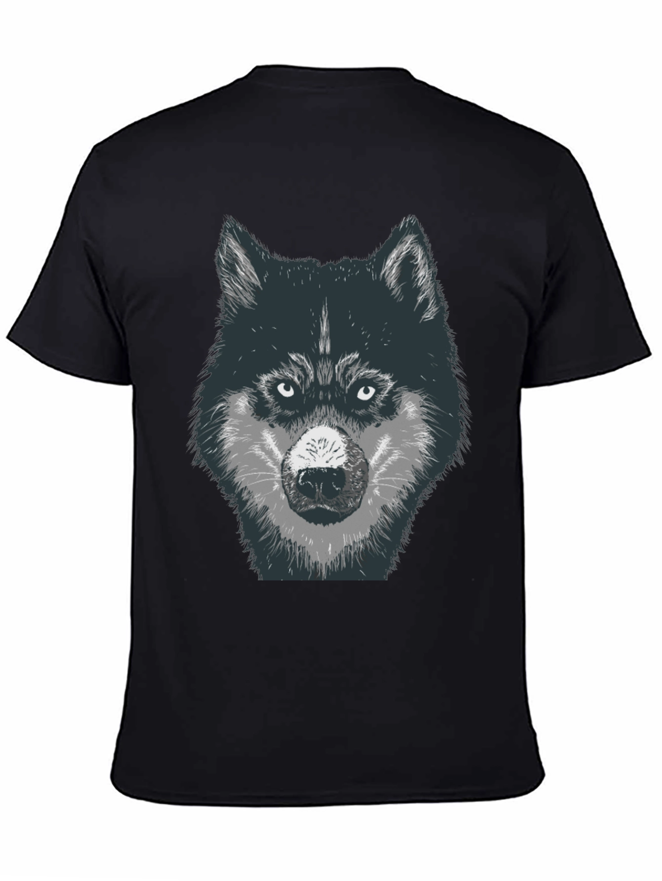 Wolf Graphic Print T-Shirt - Black Cotton Tee