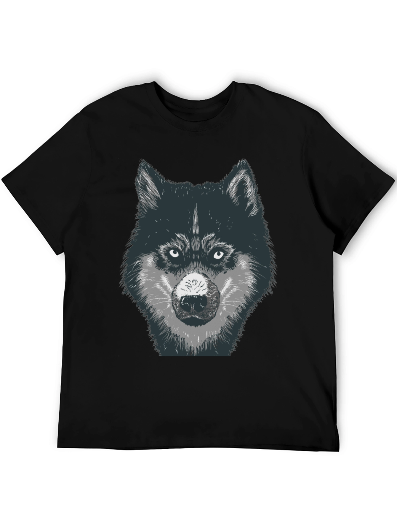 Wolf Graphic Print T-Shirt - Black Cotton Tee