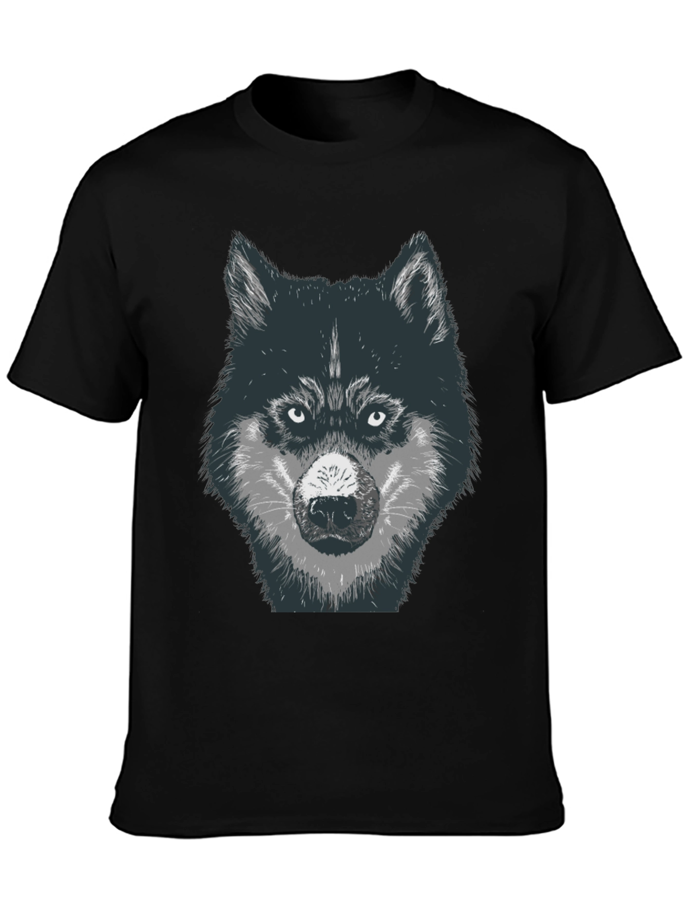 Wolf Graphic Print T-Shirt - Black Cotton Tee
