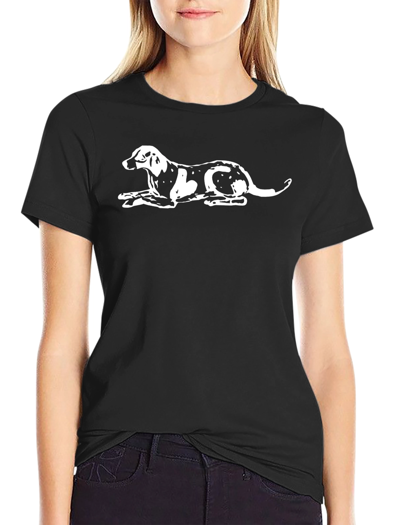 Dalmatian Dog Graphic Black T-Shirt