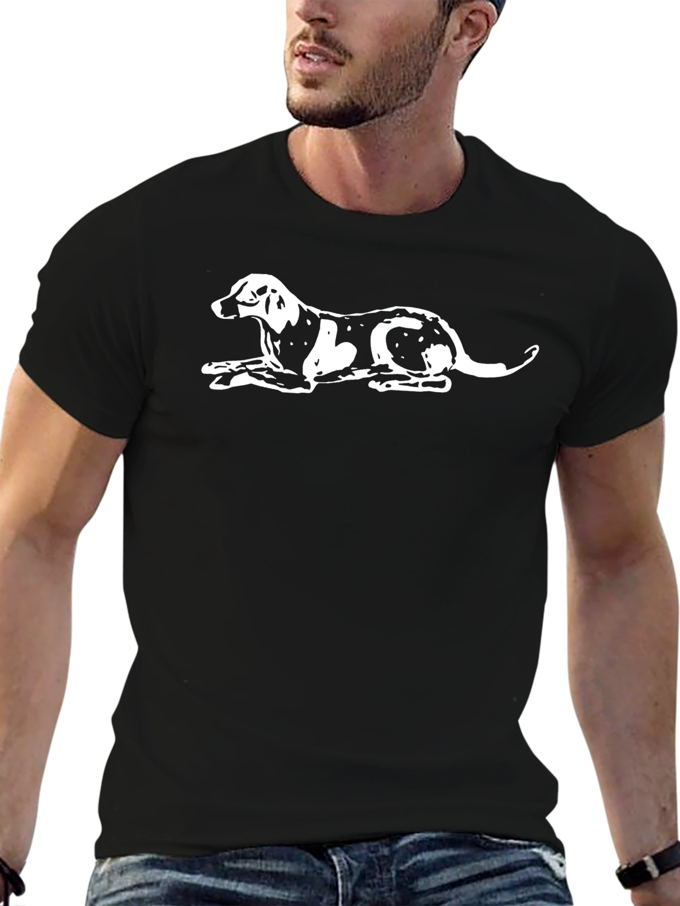 Dalmatian Dog Graphic Black T-Shirt