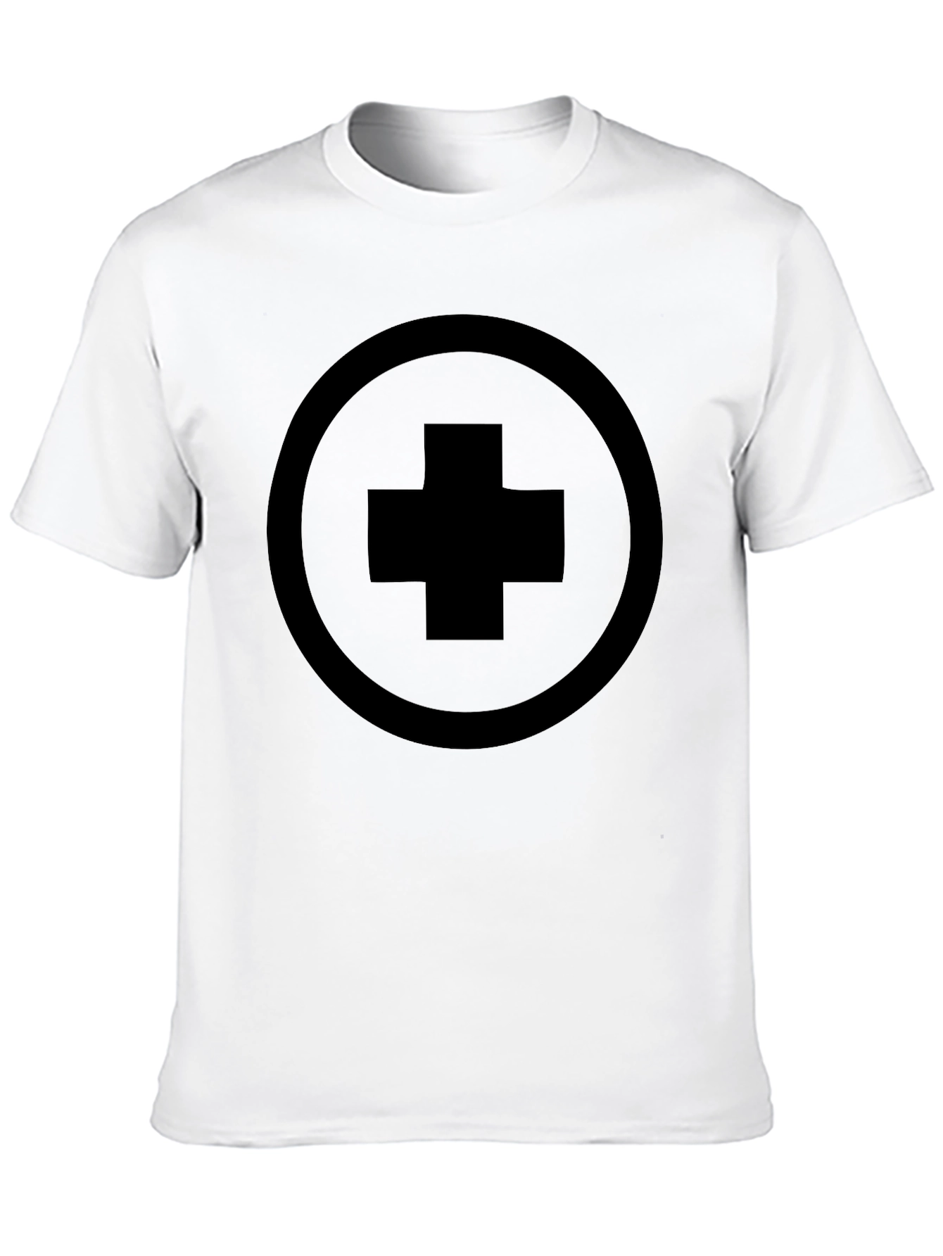 Black T-Shirt with Circle and Cross Design