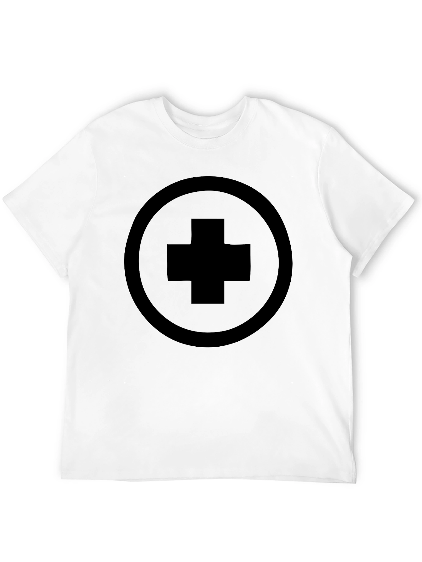 Black T-Shirt with Circle and Cross Design